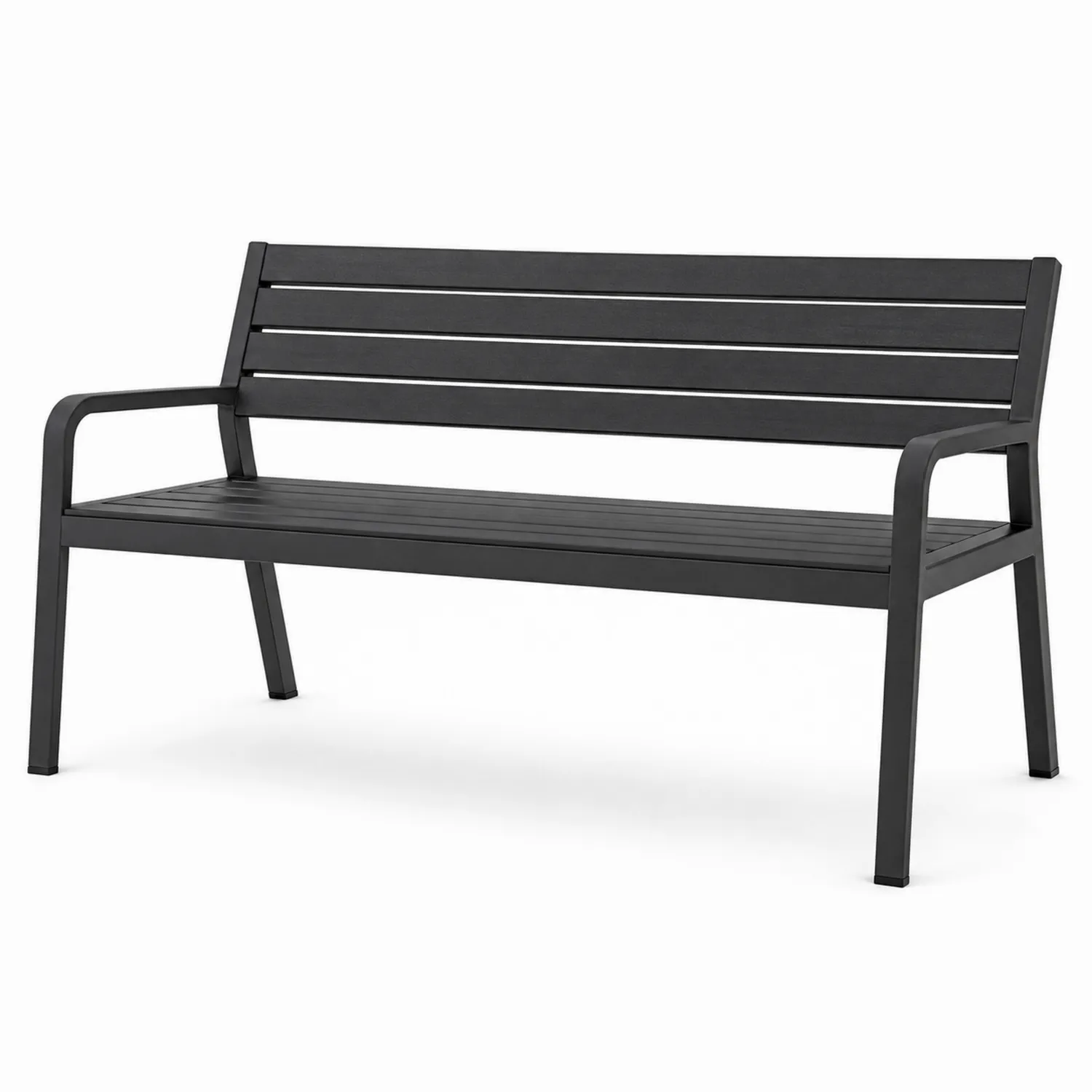 Metall Gartenbank 3-Sitzer Schwarz