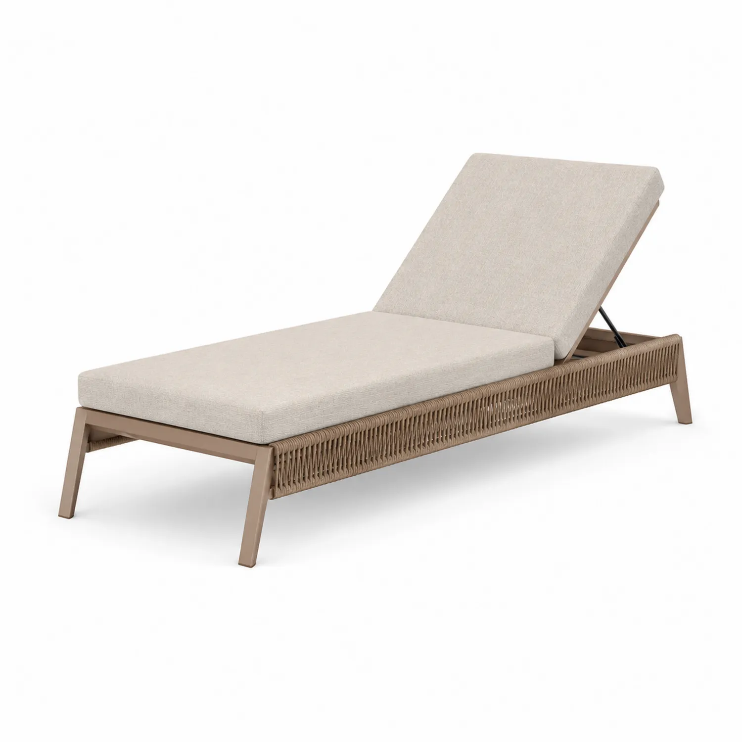 Aluminium Outdoor-Liege mit Beige Kissen und Verstellbarer Lehne