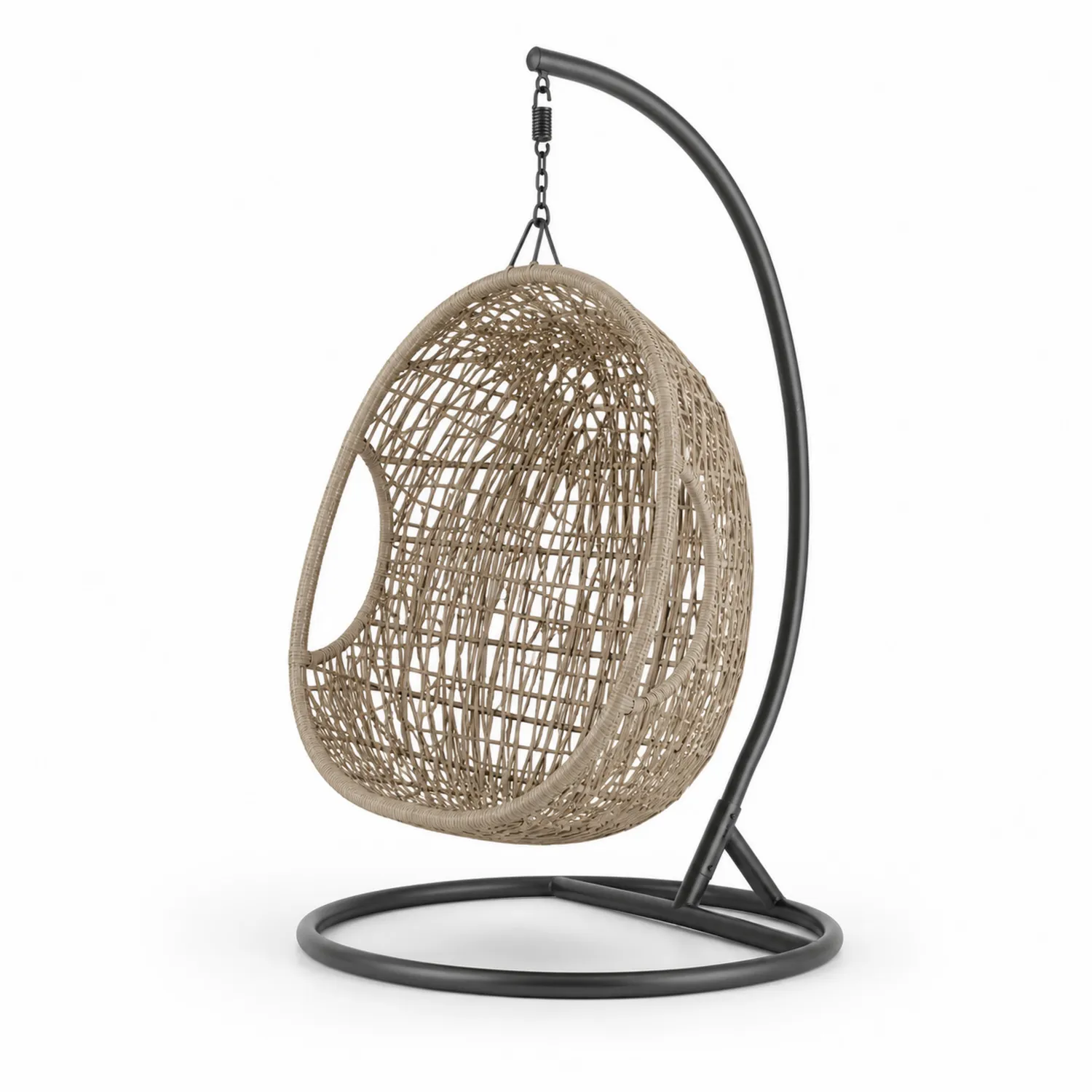 Hängesessel Synthetisches Rattan Beige mit Stahlgestell