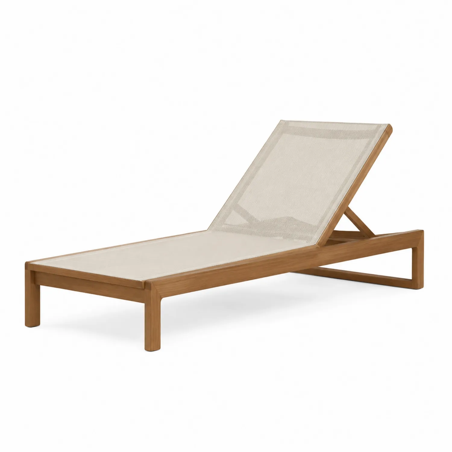 Sonnenliege aus Teak mit Polyestergewebe Beige Verstellbar 200x70x35 cm