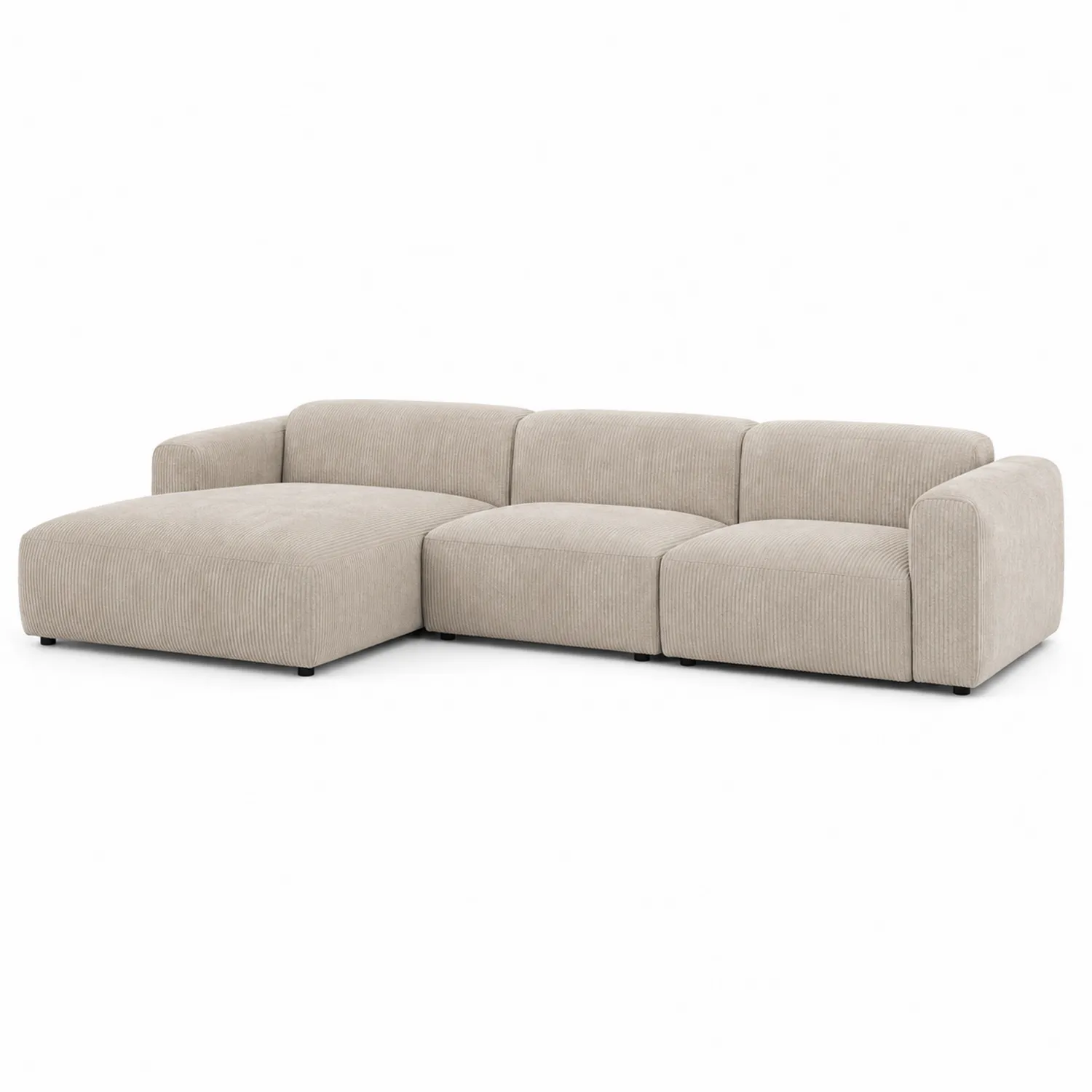Ecksofa Beige Kordstoff
