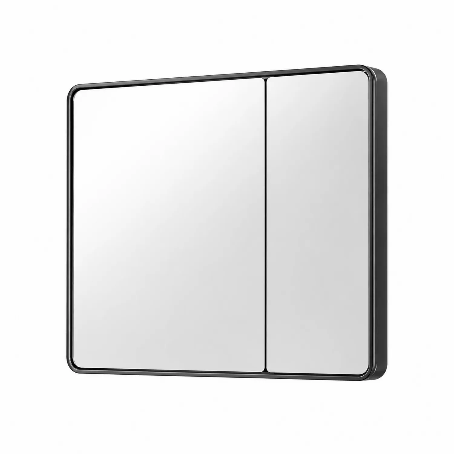 Badezimmerspiegelschrank mit Doppeltüren Aluminium Schwarz 80x60x15 cm