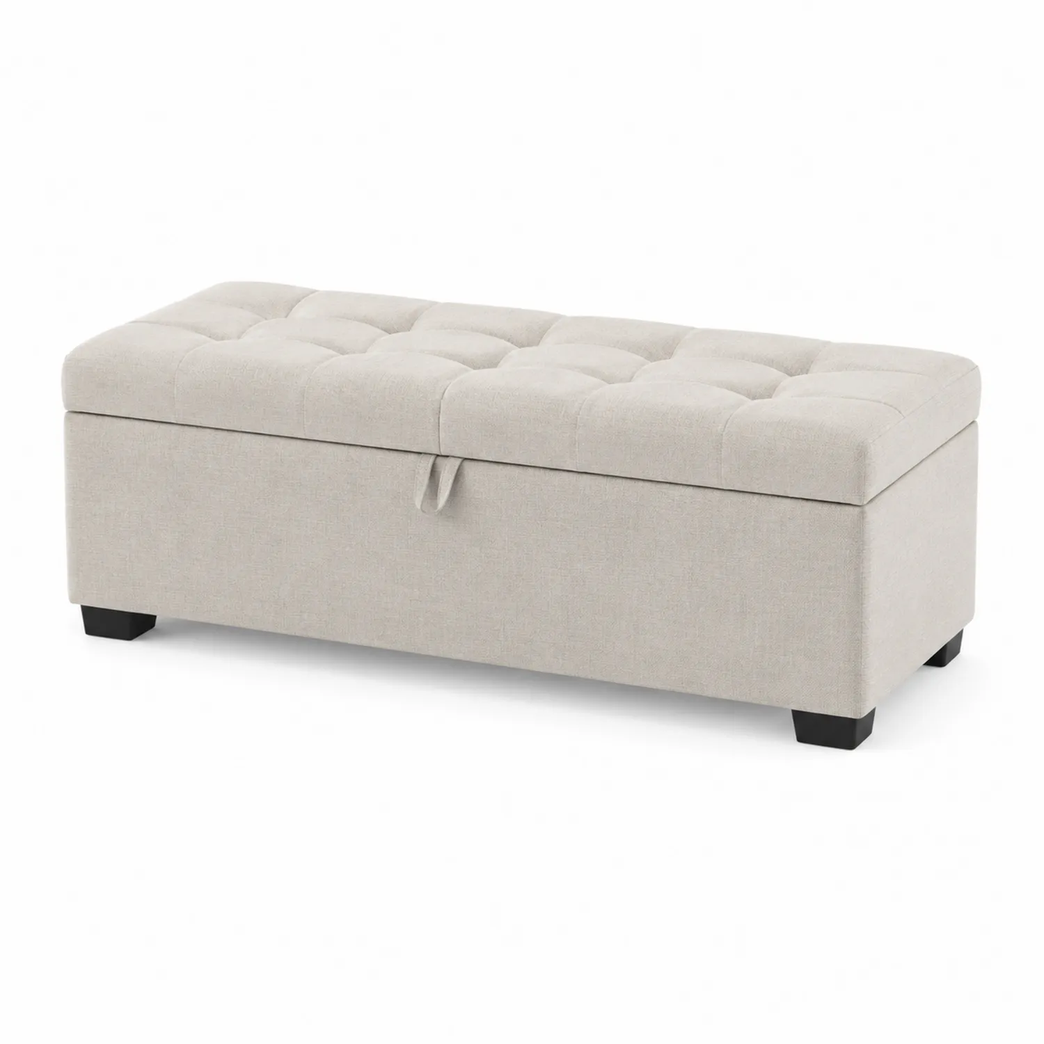 Polsterbank Beige mit Holzbeinen 120x45x40 cm