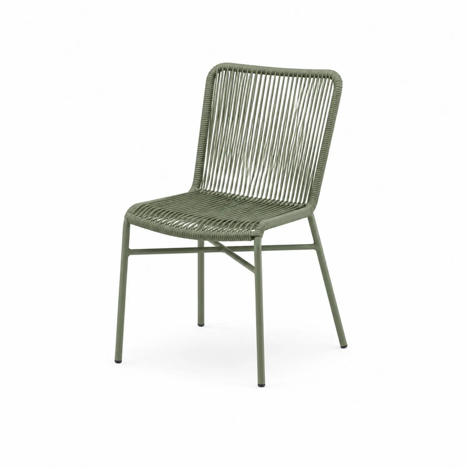 Outdoor-Stuhl aus Metall und Kunststoffgeflecht Grün