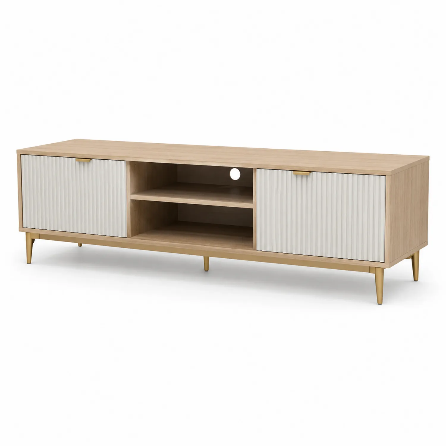 TV-Schrank Holz Eiche Weiß 180x40x50cm