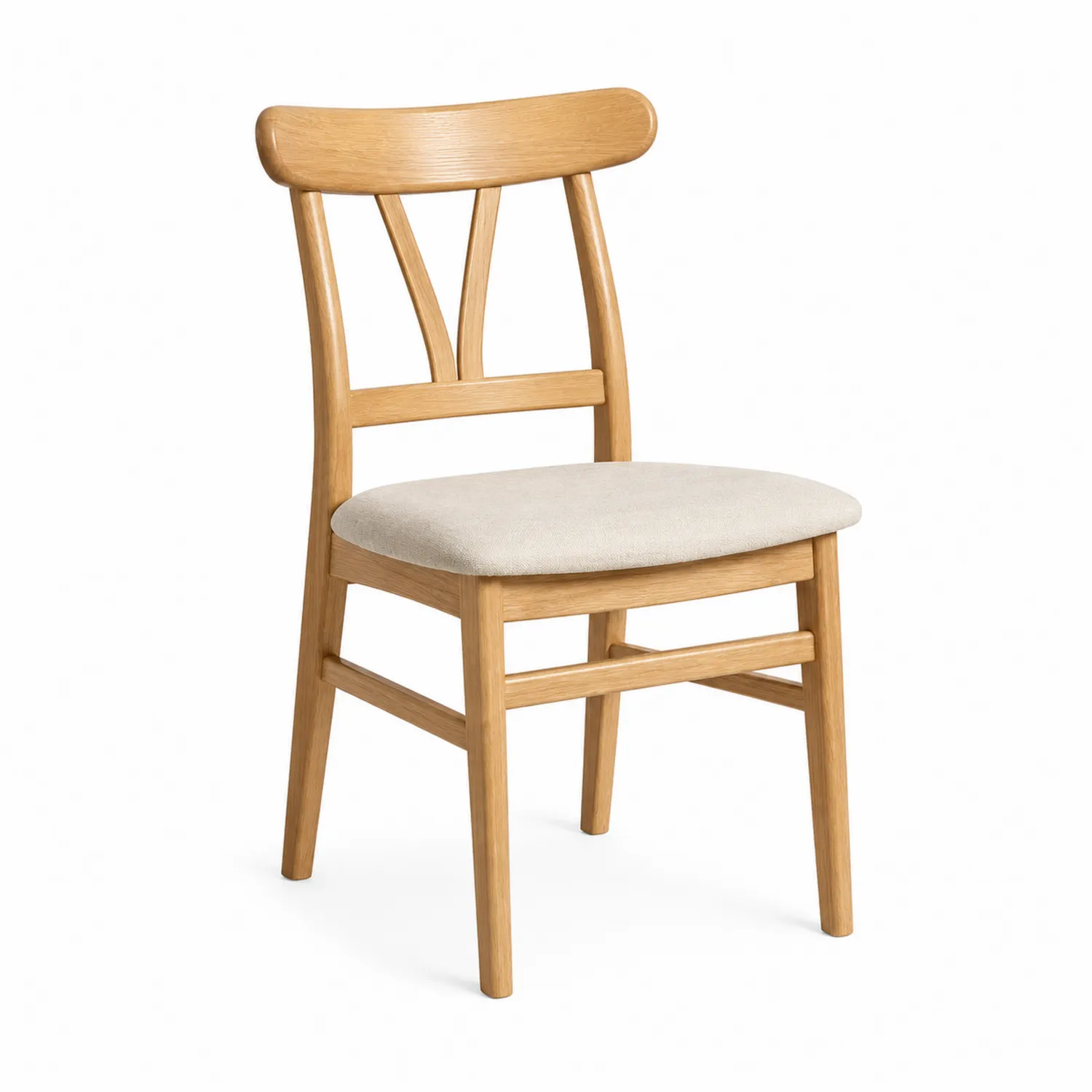 Esszimmerstuhl Eiche Holz mit Beige Polster