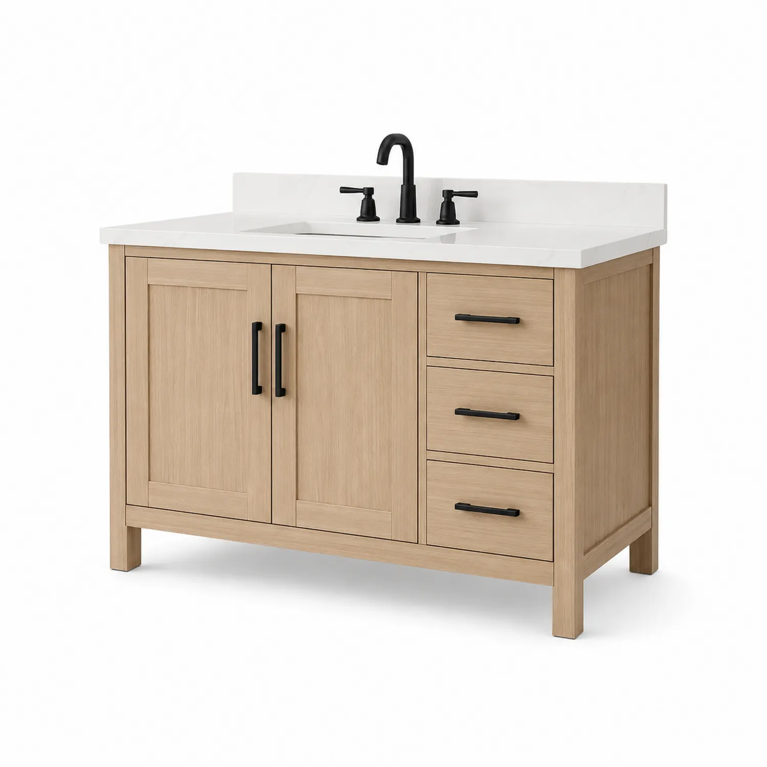 Waschtischschrank Eiche Holz mit Keramikoberfläche 90cm