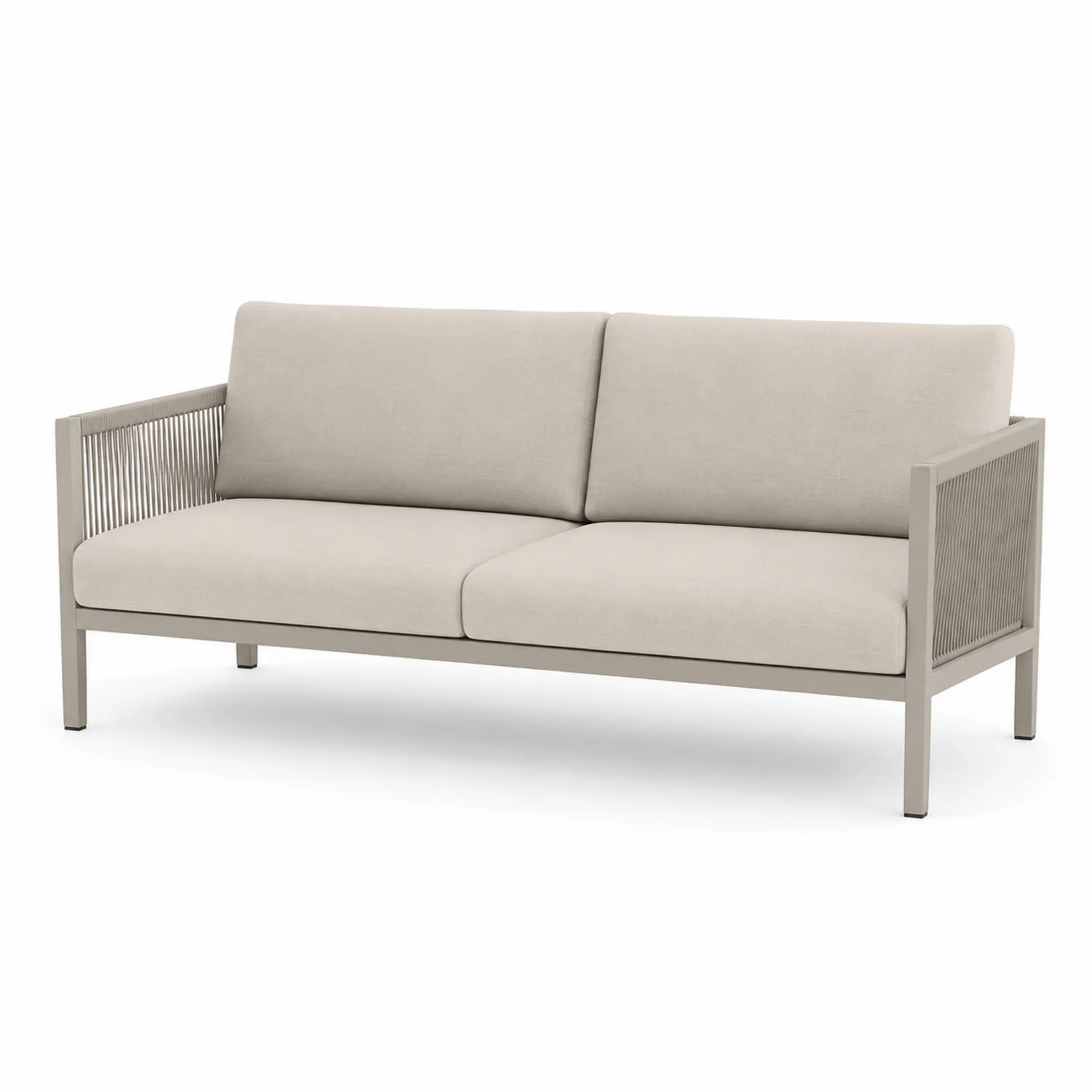 Gartensofa 3-Sitzer Beige Aluminium Polyester