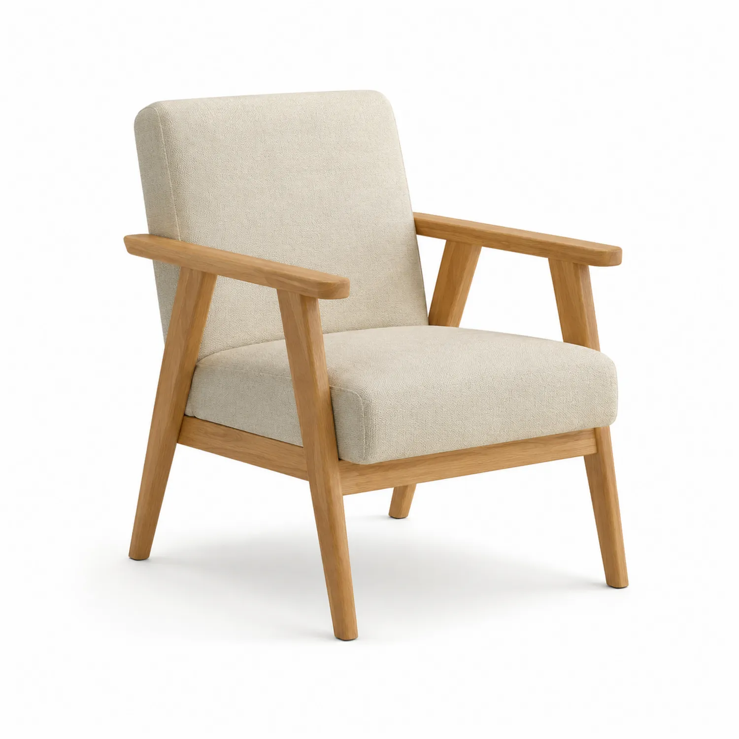 Polstersessel mit Armlehnen Holz Leinen Beige