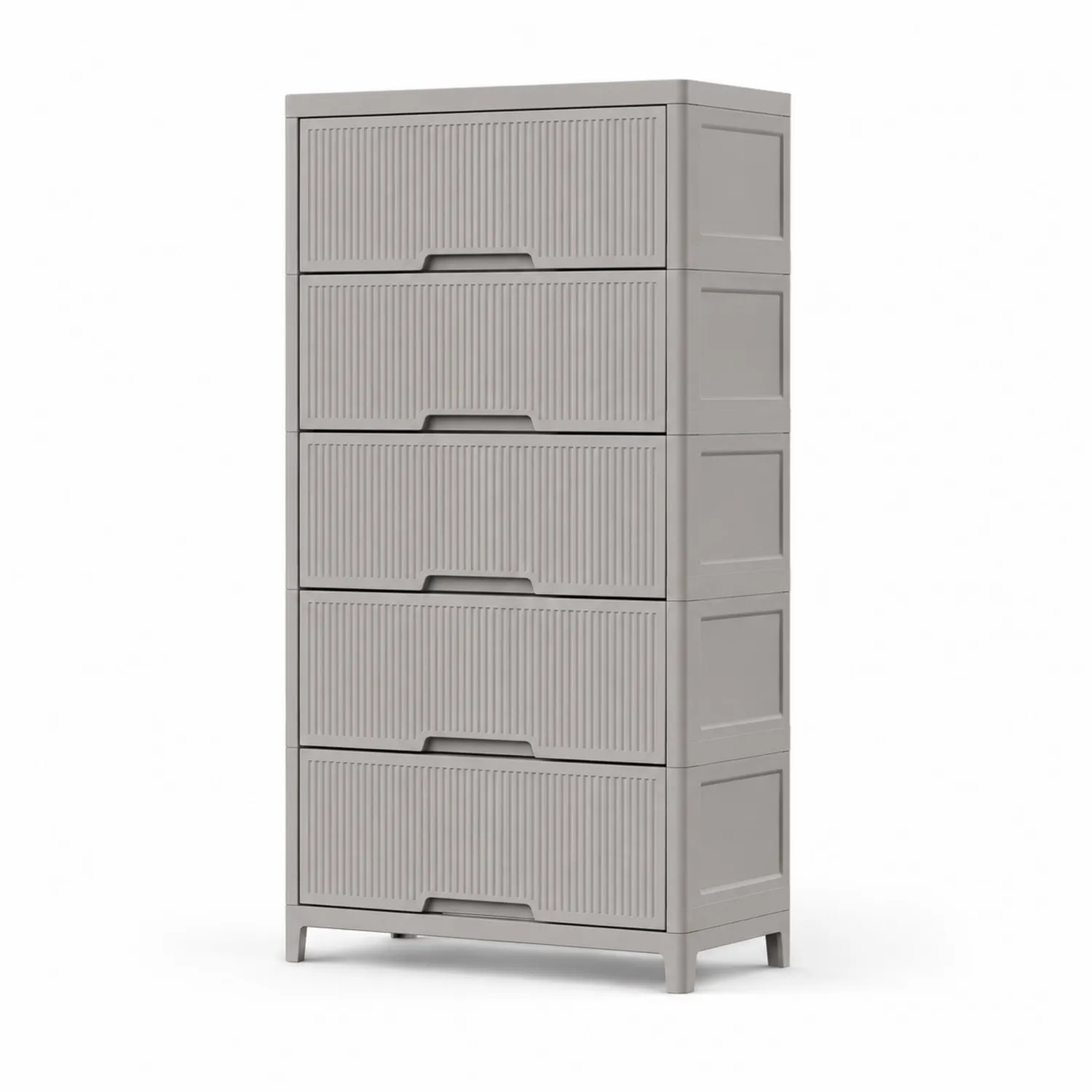 Grau Kunststoff-Hochschrank mit 5 Schubladen