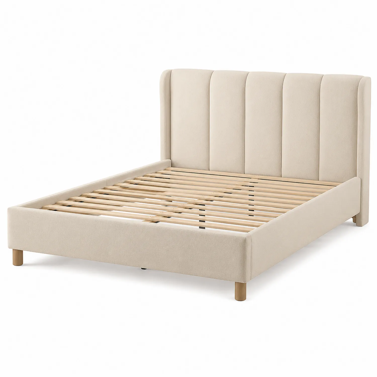 Doppelbett Polyestergewebe Massivholz Beige 200x160 cm