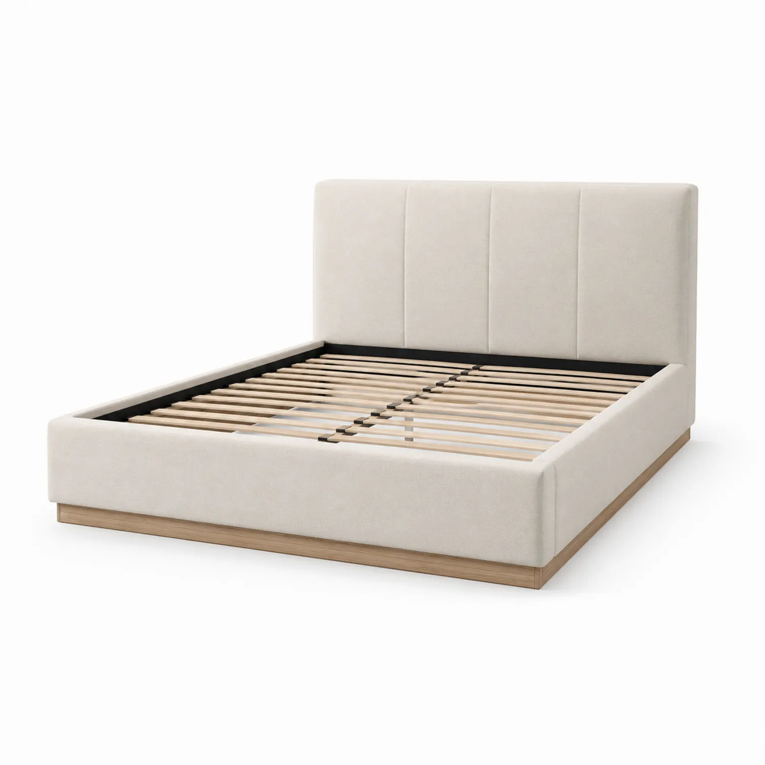 Doppelbett Beige Stoff mit Holzrahmen 200x180 cm