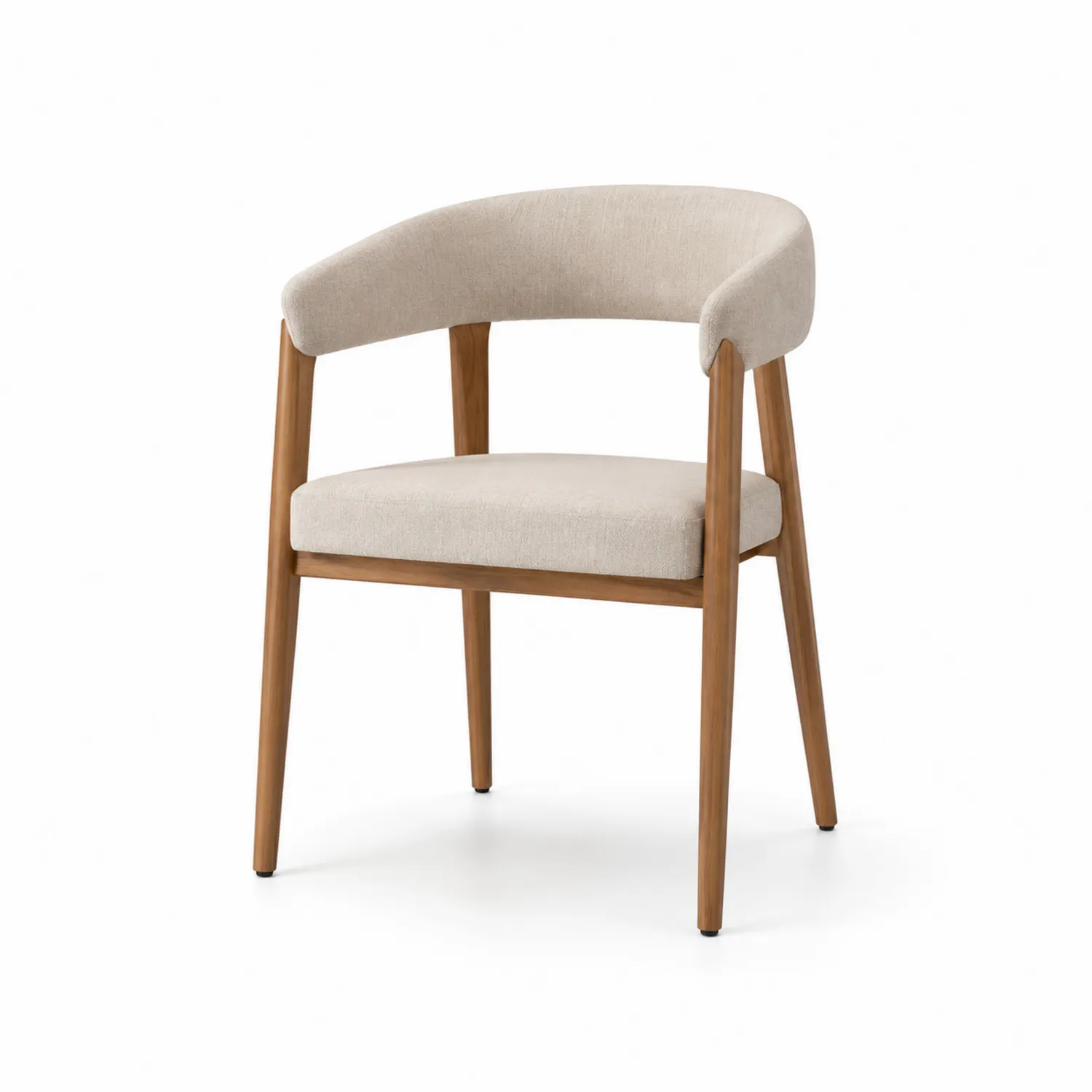 Esszimmerstuhl mit Stoffbezug und Holzgestell in Beige