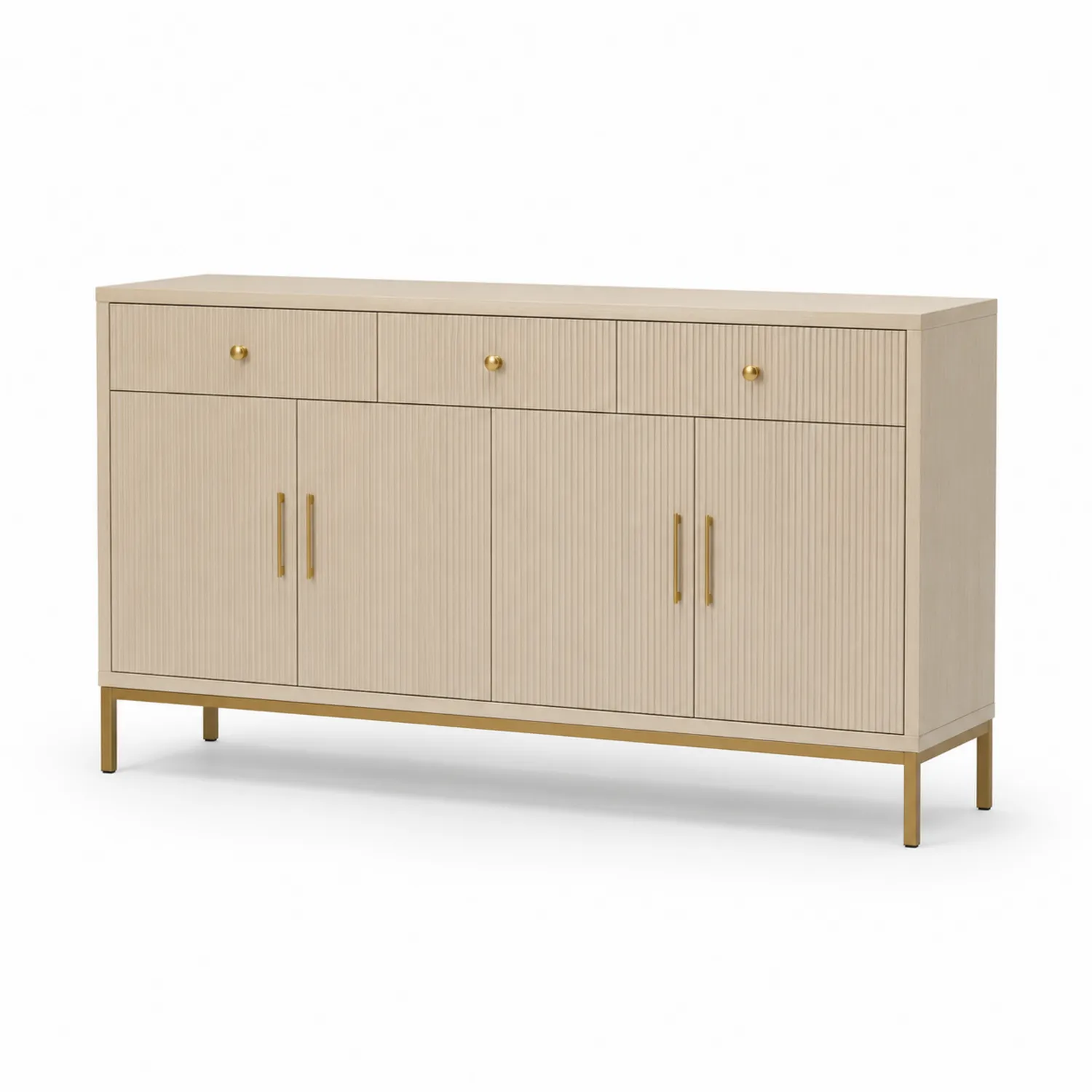 Sideboard aus MDF in Beige mit Metallbeinen