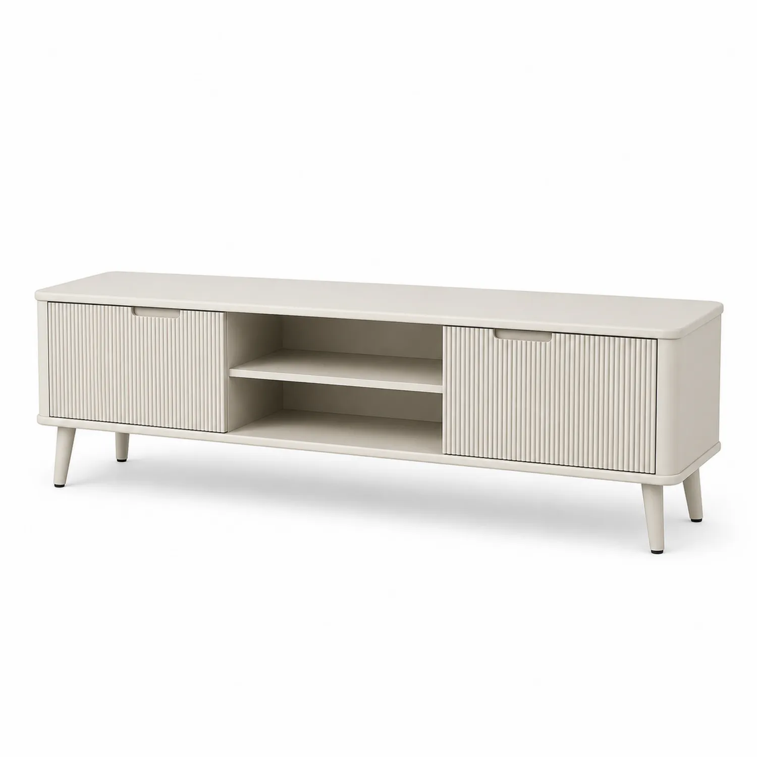 TV-Schrank MDF Beige 2 Türen 2 offene Fächer 160x40x50 cm