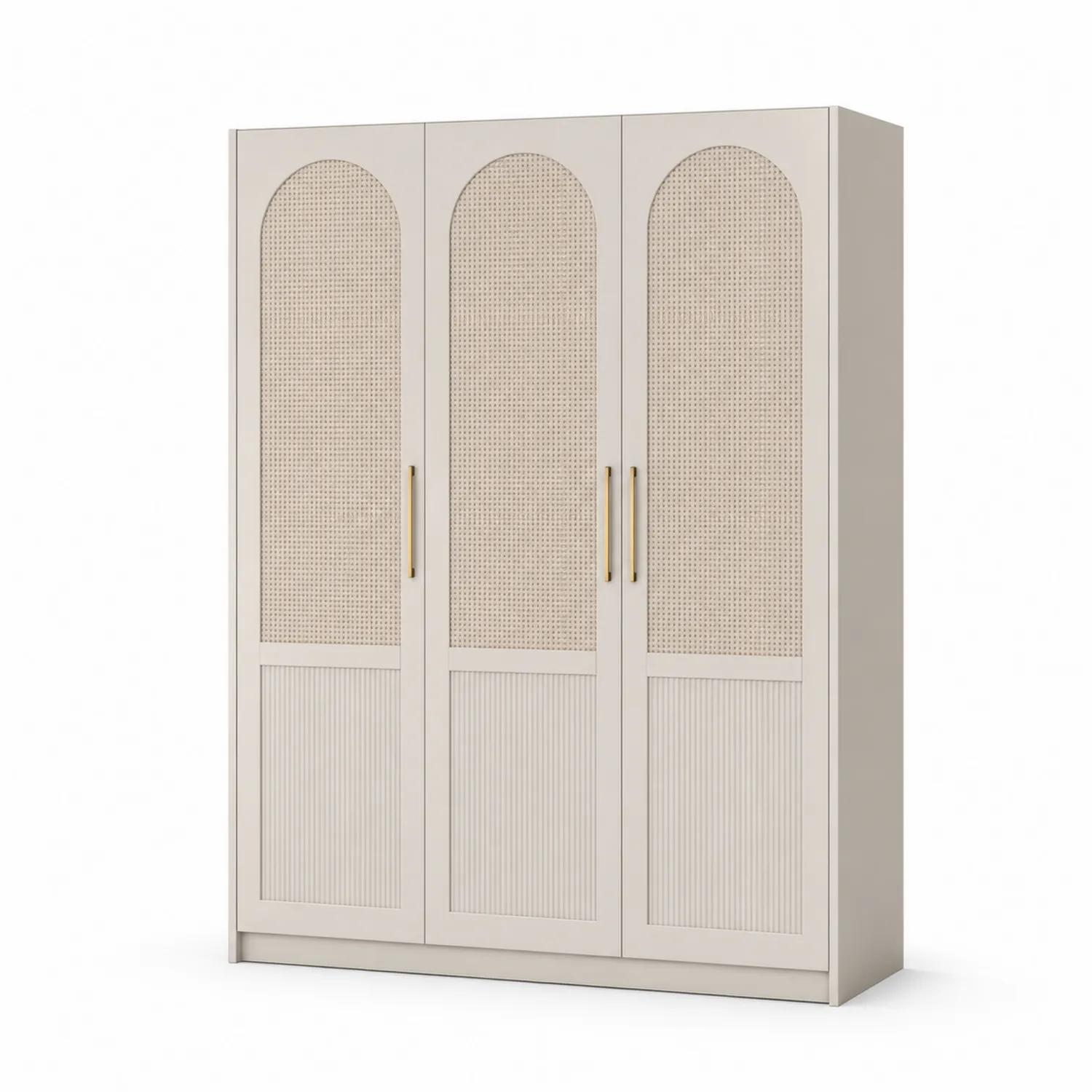 Holzkleiderschrank mit Wiener Geflecht, Beige, 3 Türen