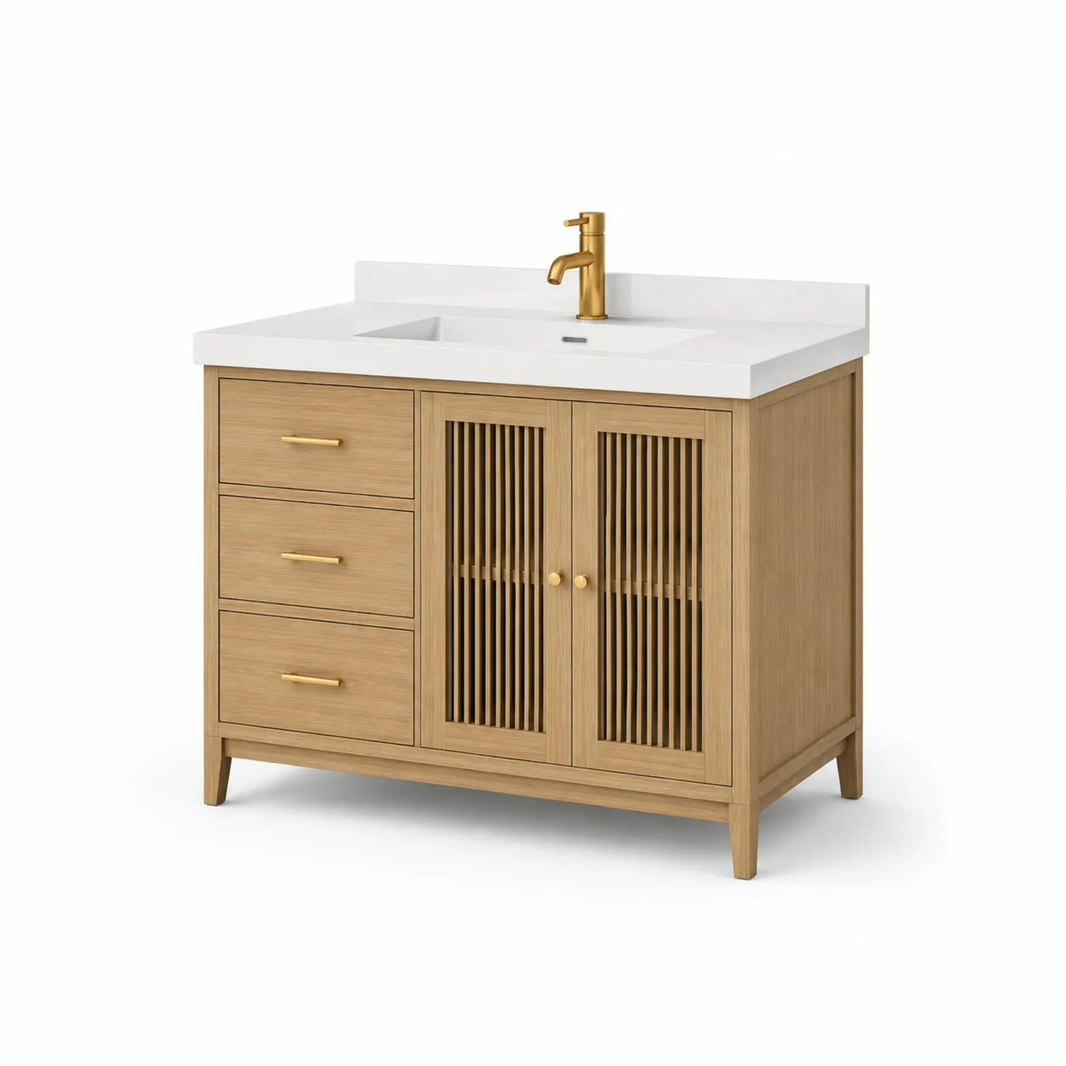 Waschtischschrank aus Holz mit Keramik Waschbecken 80x50x85 cm