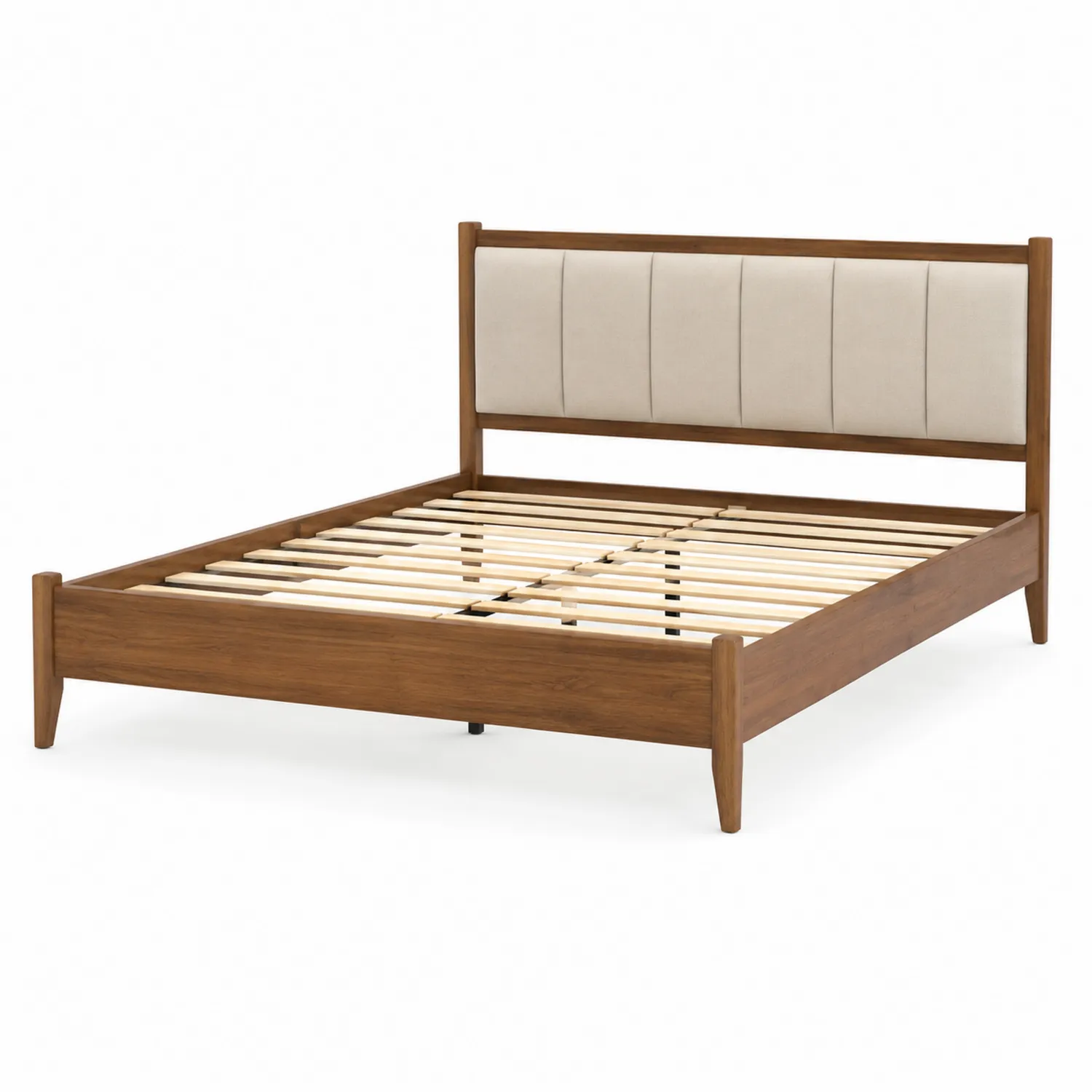 Holzbett mit Textil-Kopfteil 200x160cm Braun
