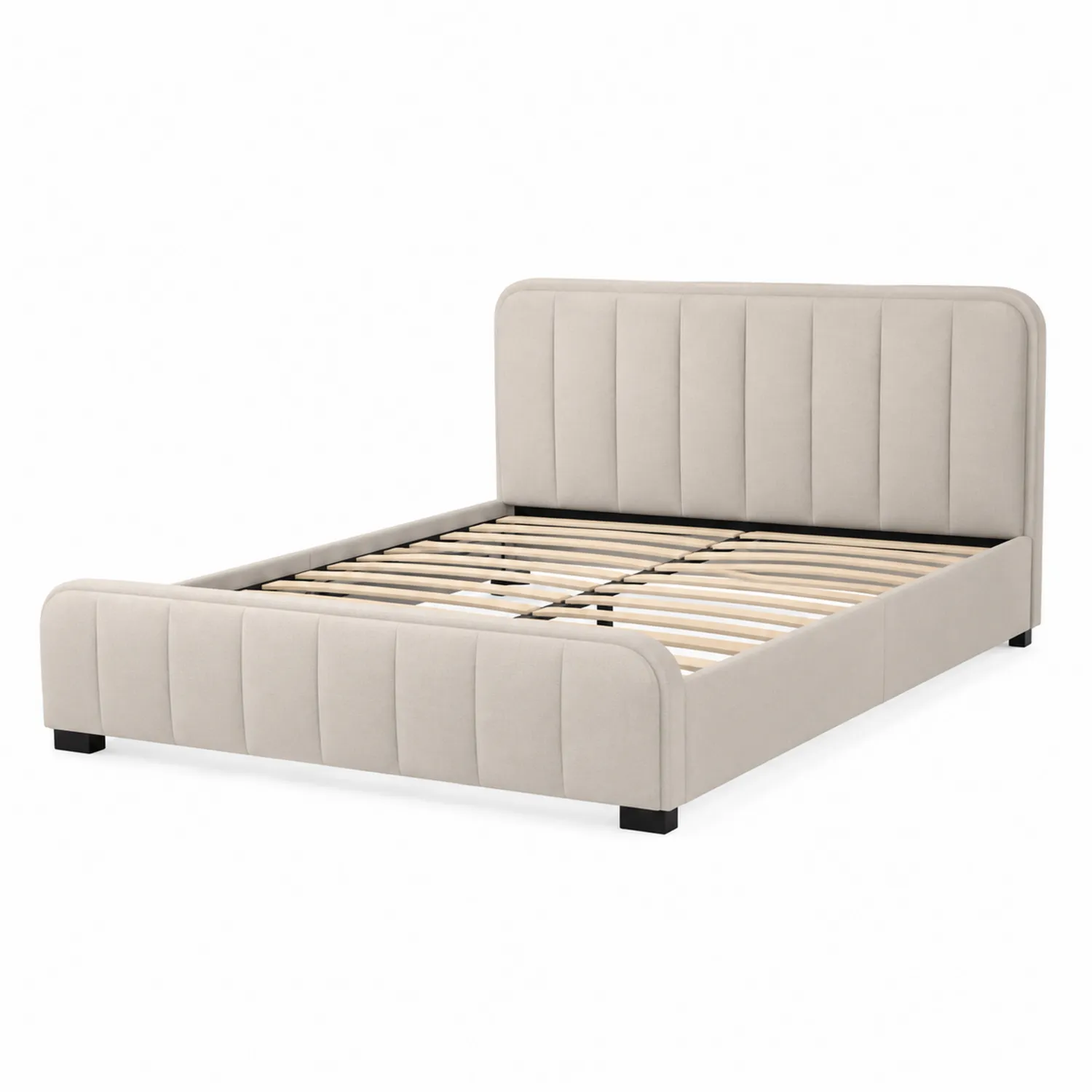 Doppelbett Holz und Stoff Polyester Beige 180x200 cm