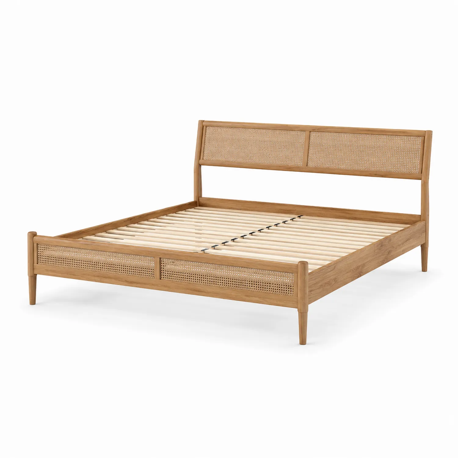 Doppelbett Eiche Rattan Natur
