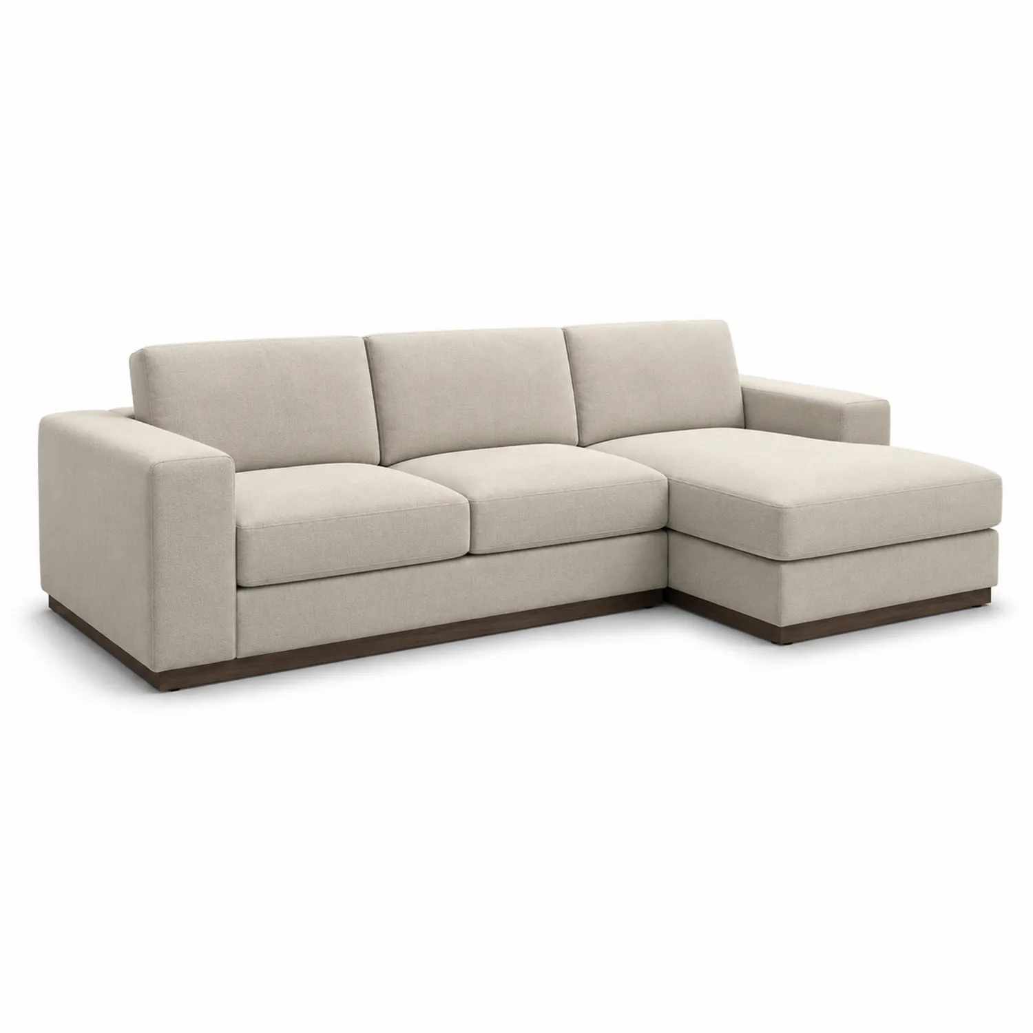 Ecksofa Beige Stoff Holzrahmen L-Form