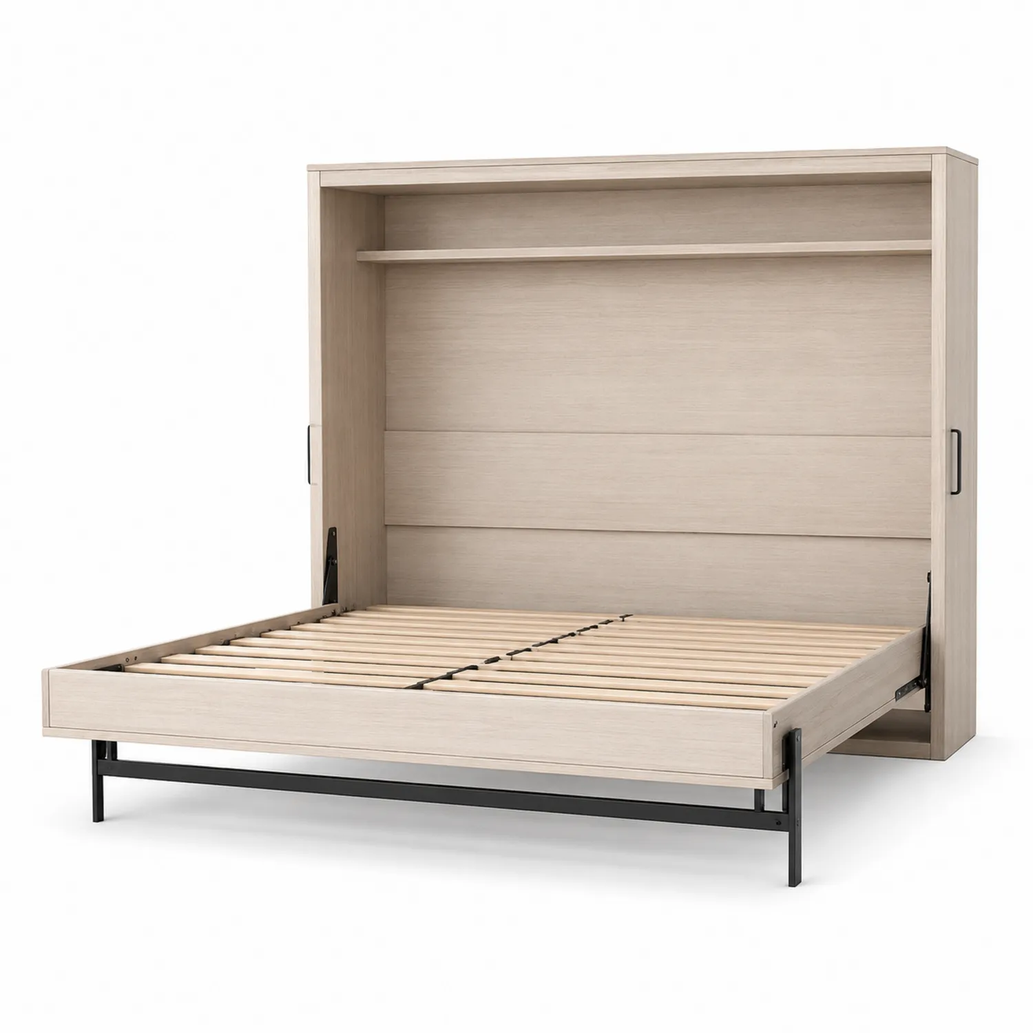 Klappbett mit Holzregal aus Eicheoptik 200x150 cm
