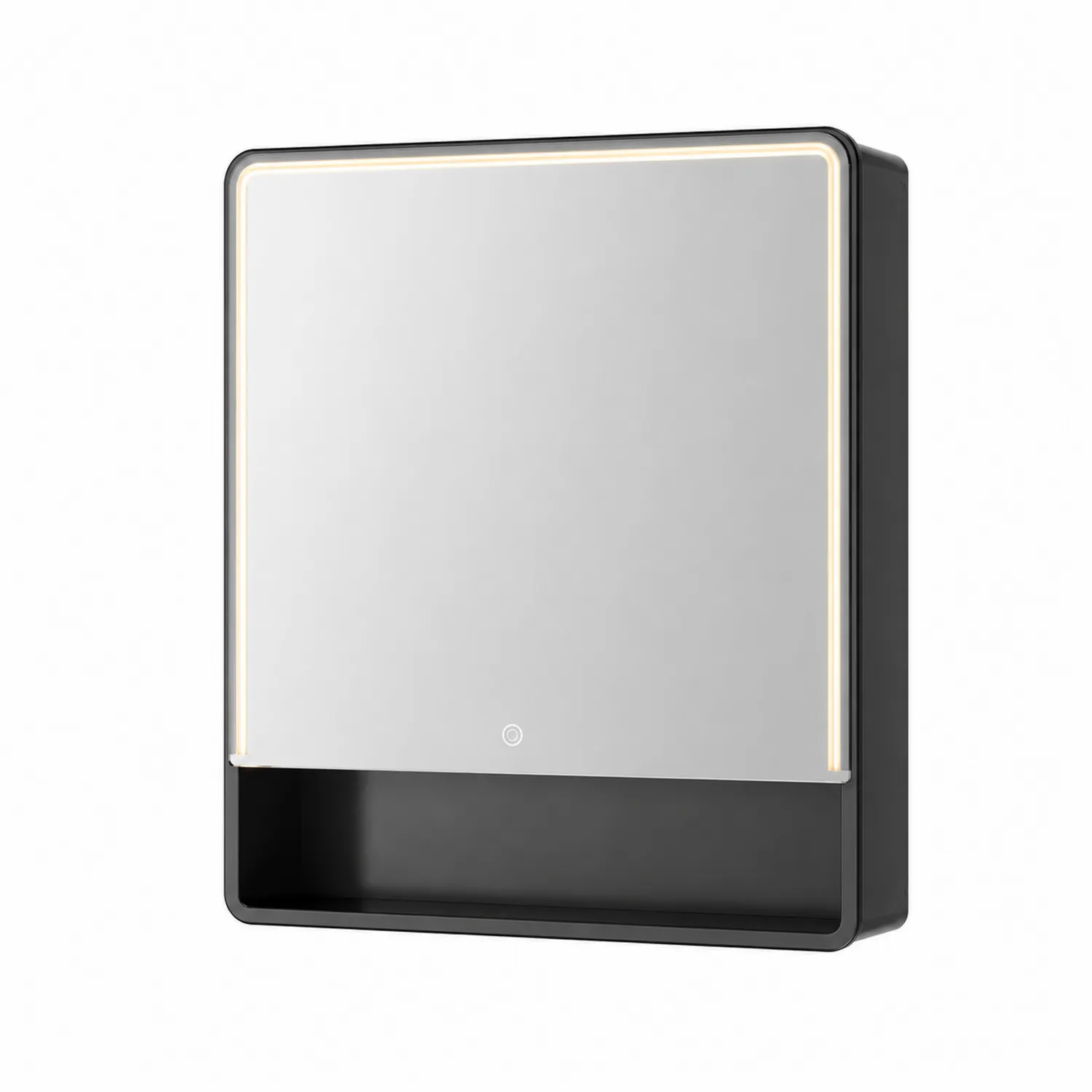 LED Badezimmerspiegelschrank Schwarz Gehärtetes Glas 60x70x12 cm
