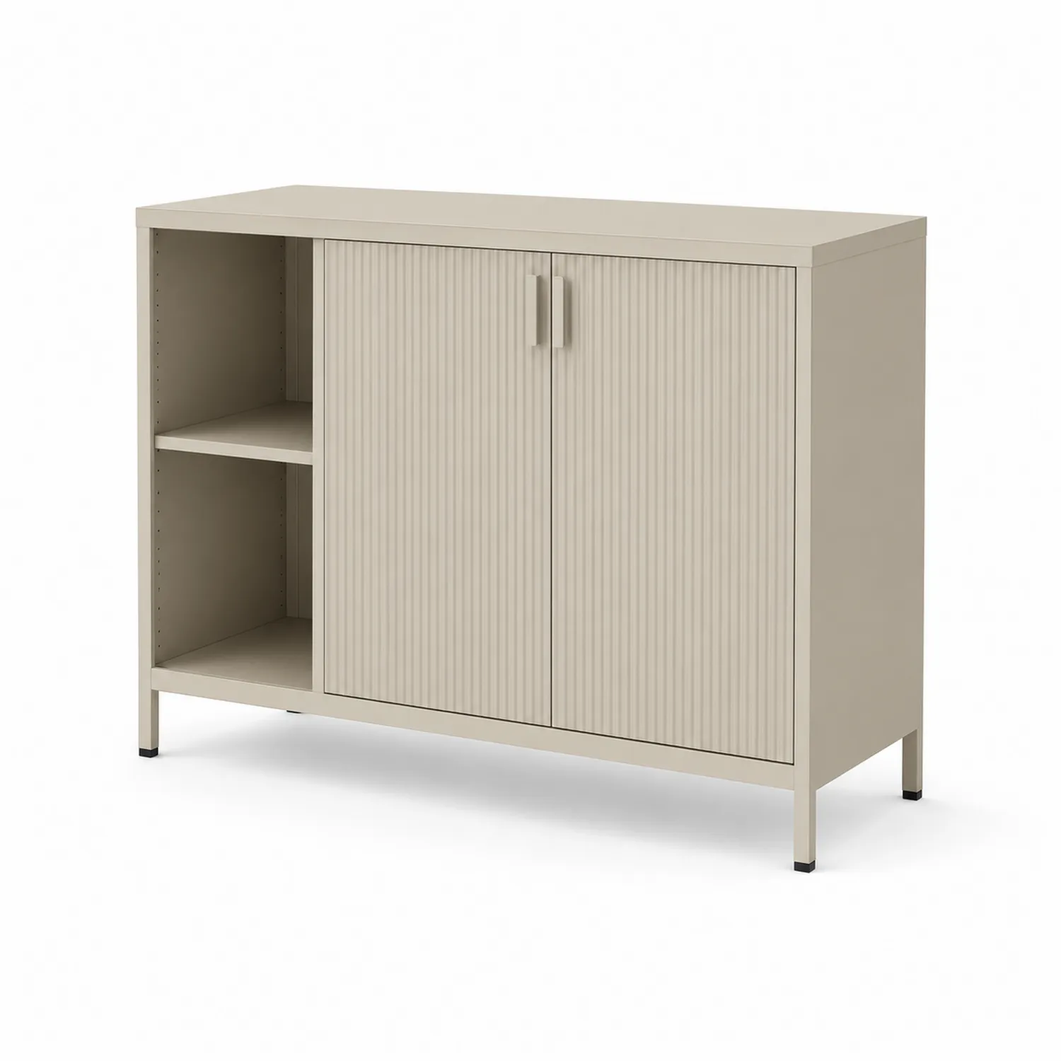 Metall Sideboard mit Türen Beige 80x100x40cm