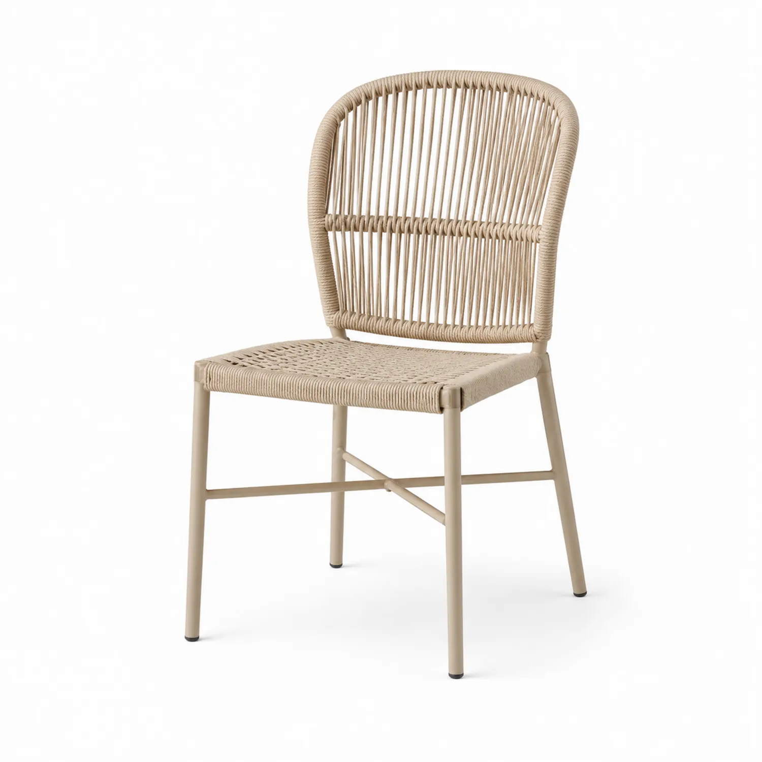 Gartenstuhl Beige Metallrahmen PE Rattan 90cm