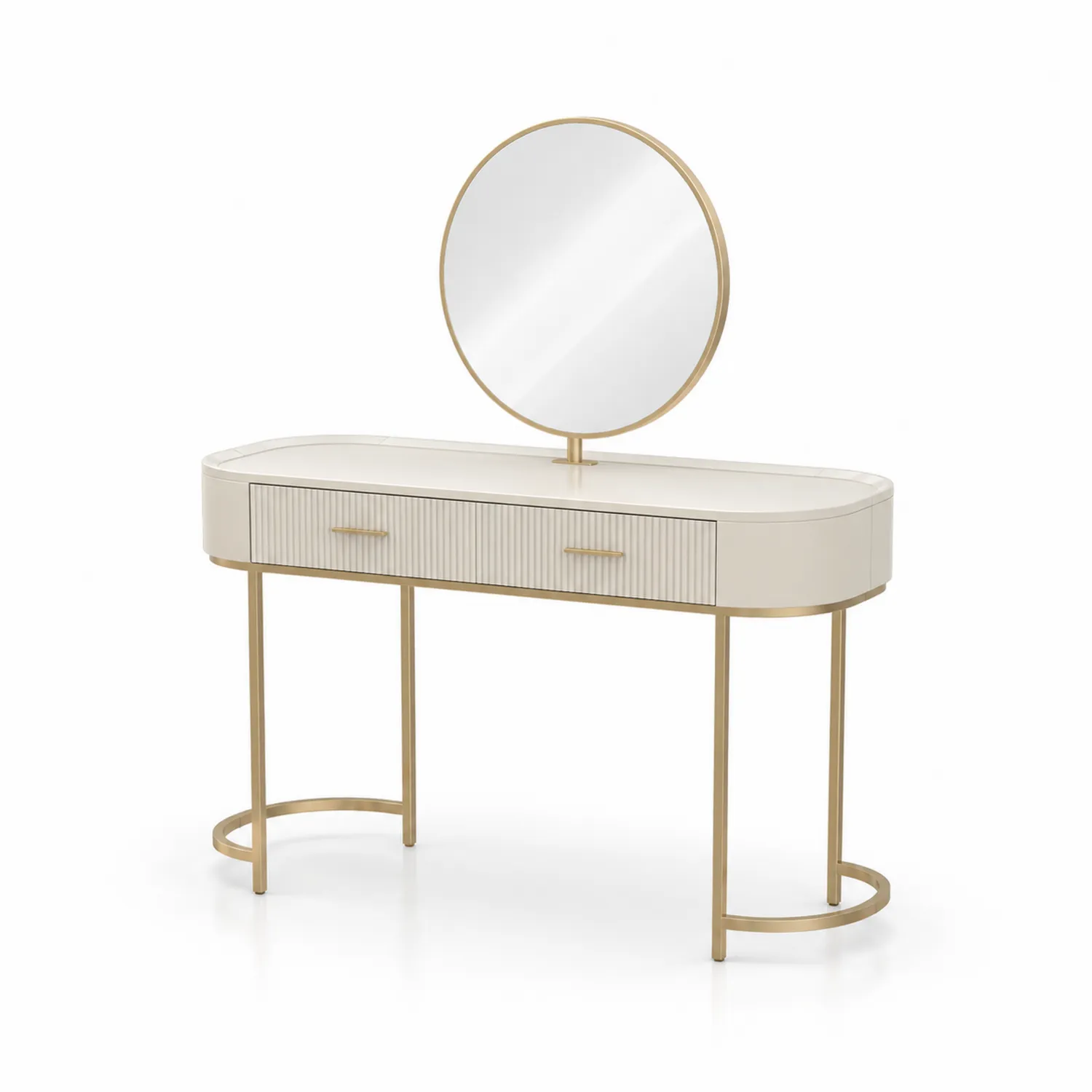 Schminktisch Oval Creme Metallrahmen Spiegel