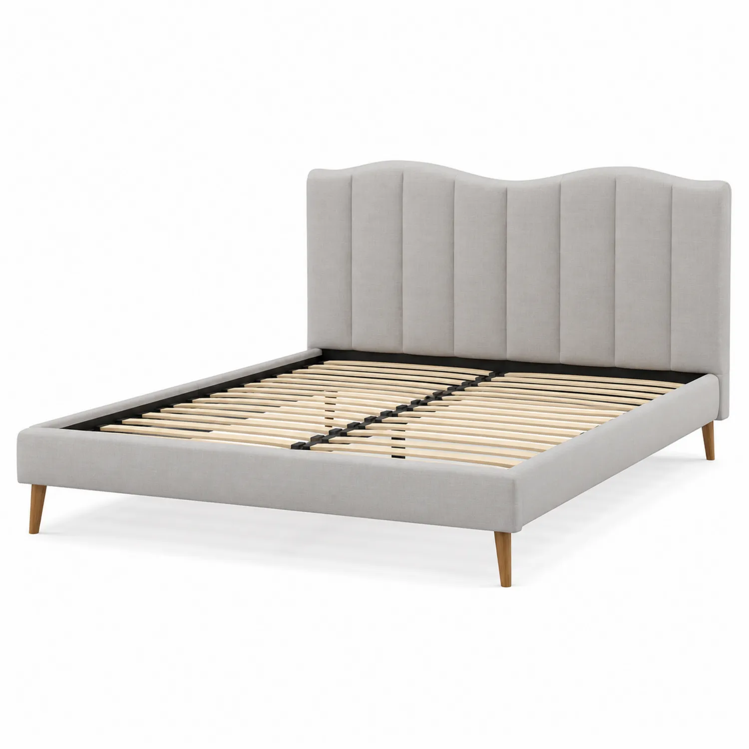 Polsterbett Stoff Grau Holz 200x160 cm