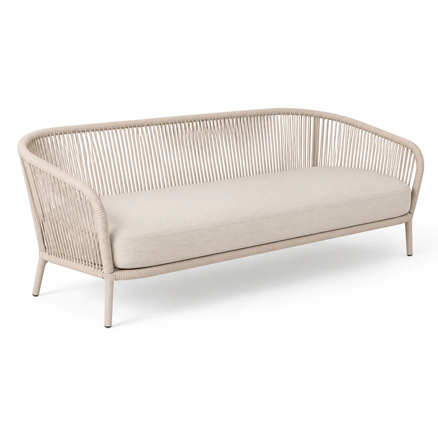 Gartensofa Beige Aluminium Seil Textilene