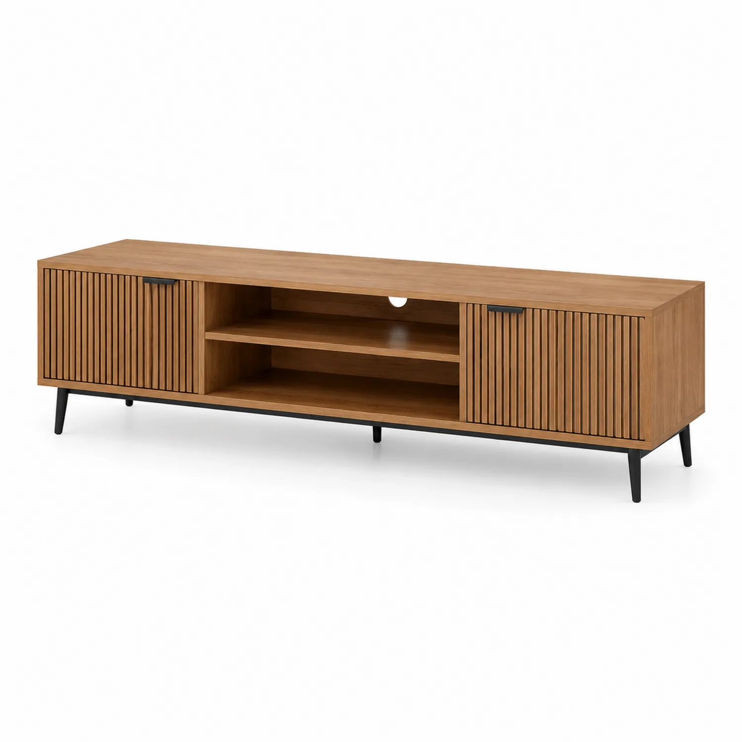 TV-Schrank aus Eichenholz mit Metallbeinen, 180 cm