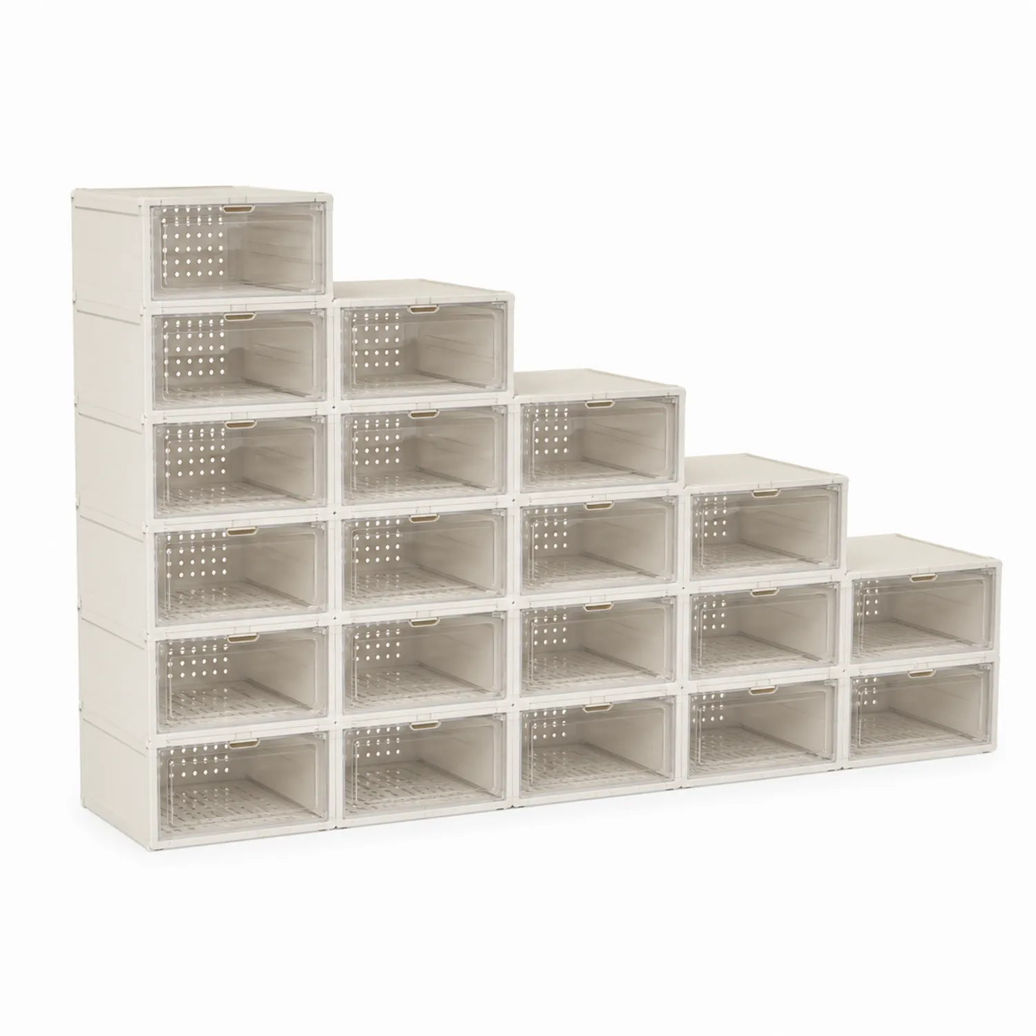 Schuhaufbewahrung Box Set Kunststoff Beige