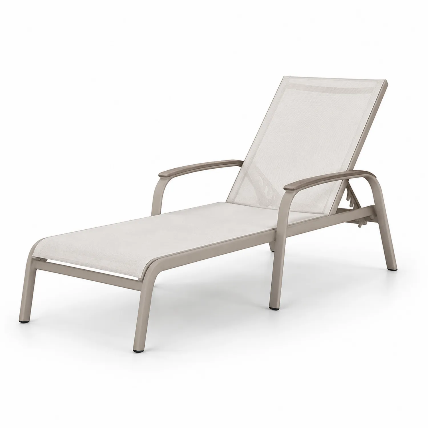 Aluminium Sonnenliege mit Textilgewebe Beige 200x70x35 cm