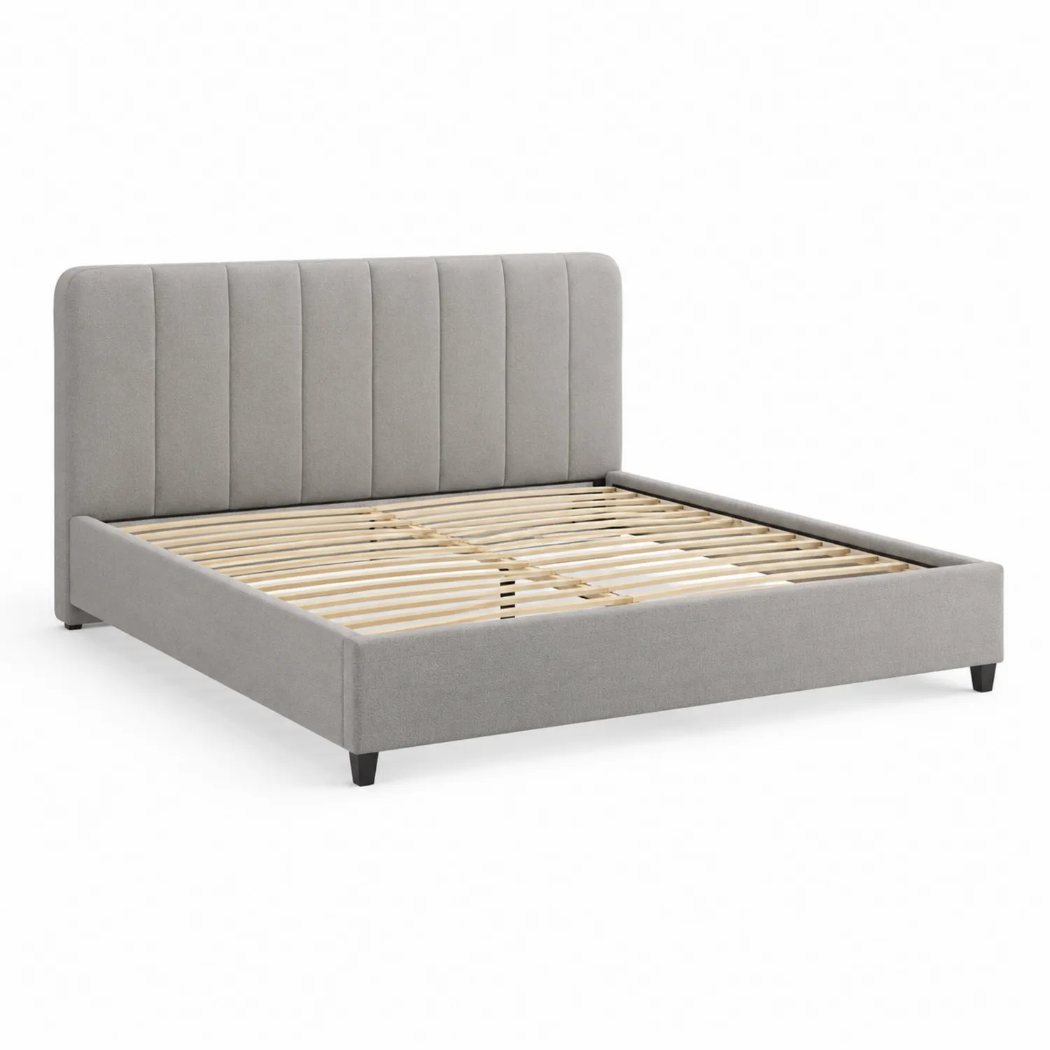 Doppelbett mit Textilpolsterung in Hellgrau 200x180 cm