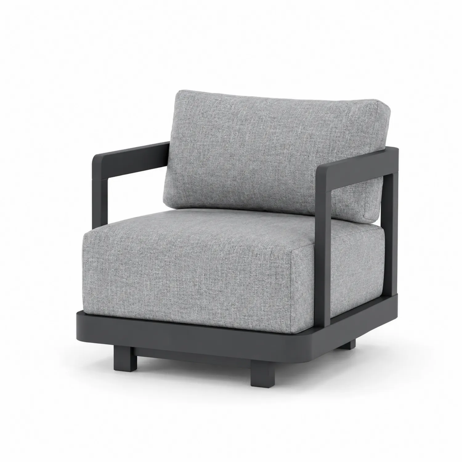 Sillón de aluminio con cojines de tela gris 85 cm