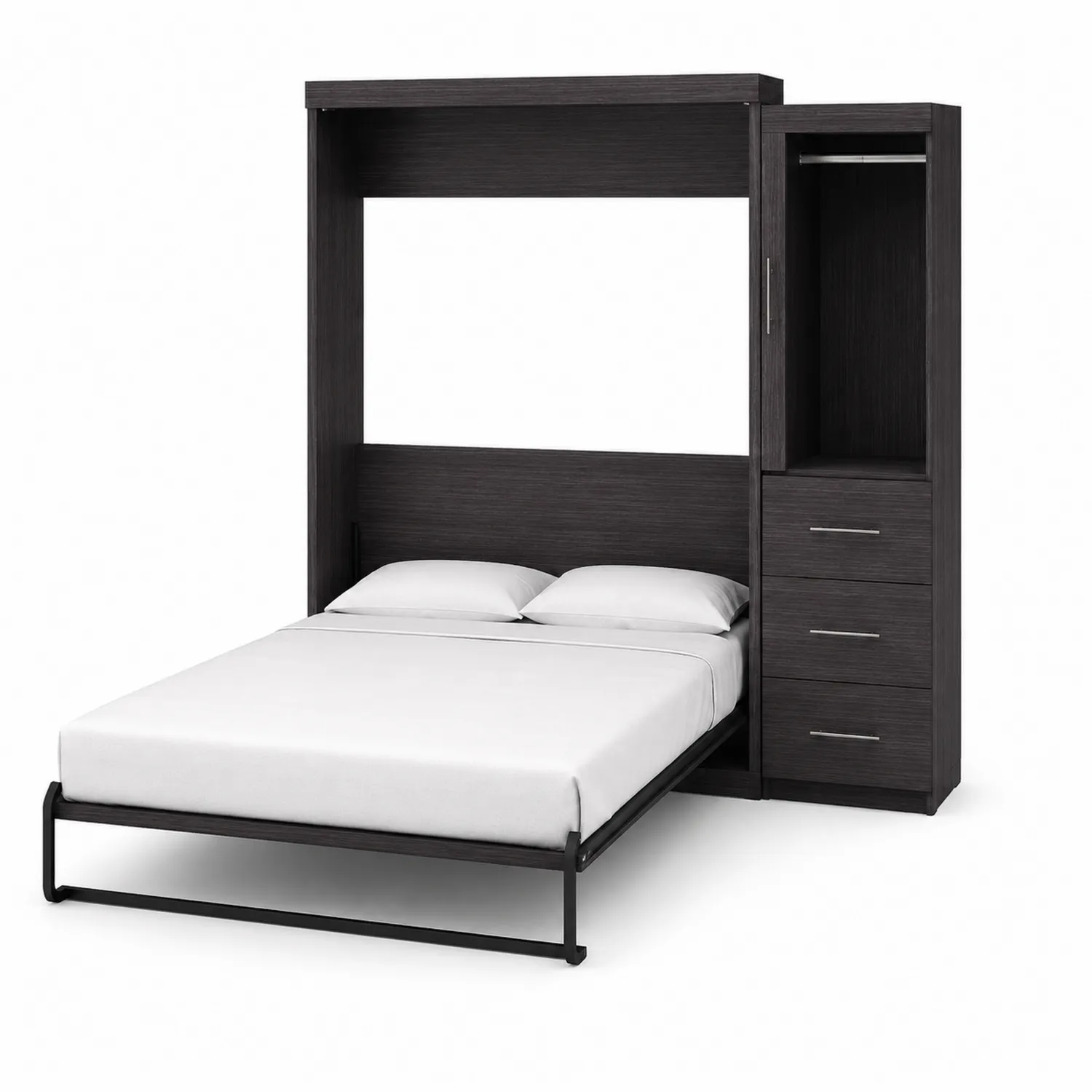 Cama abatible con armario lateral de madera y metal 200x160 cm