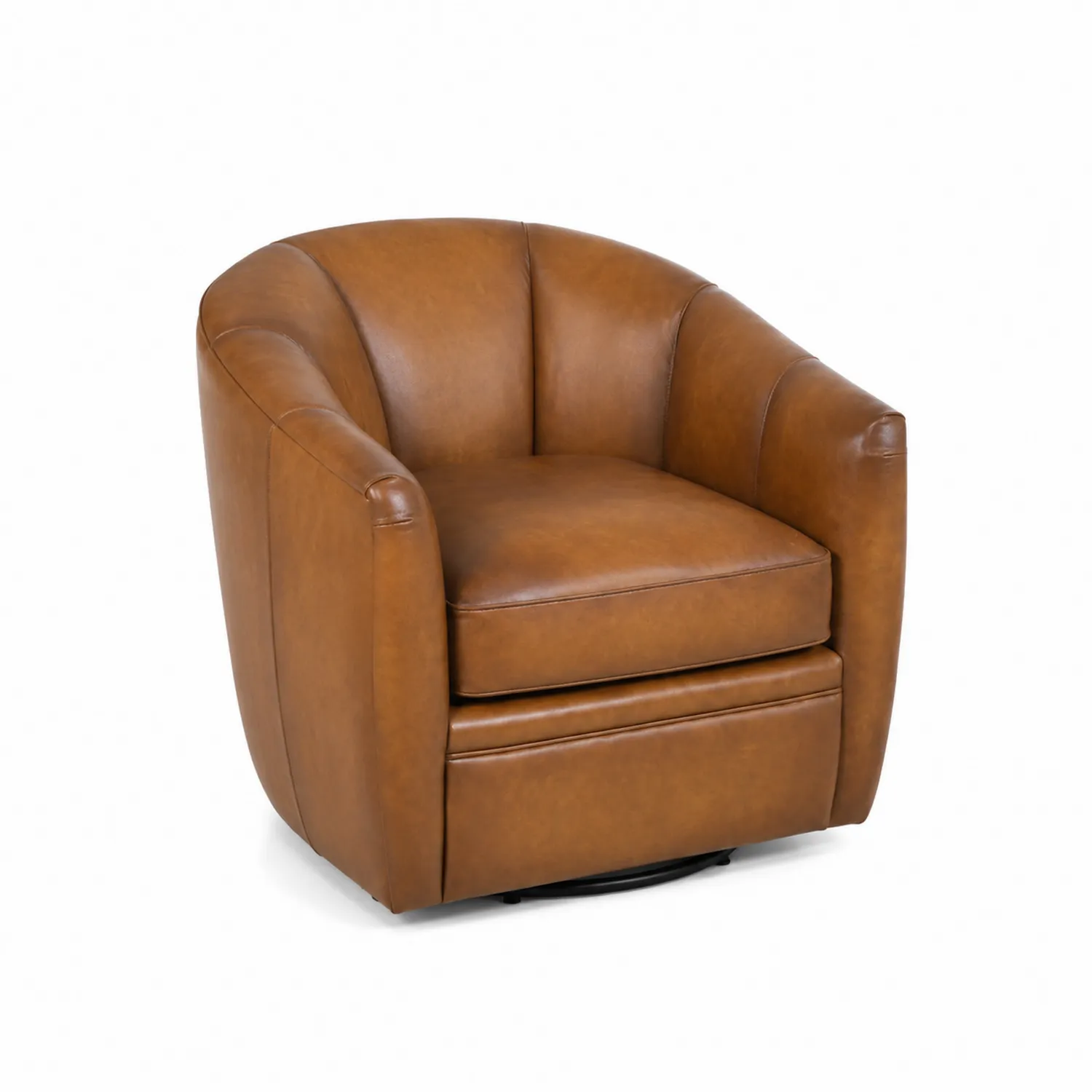 Sillón Giratorio de Cuero Sintético Marrón