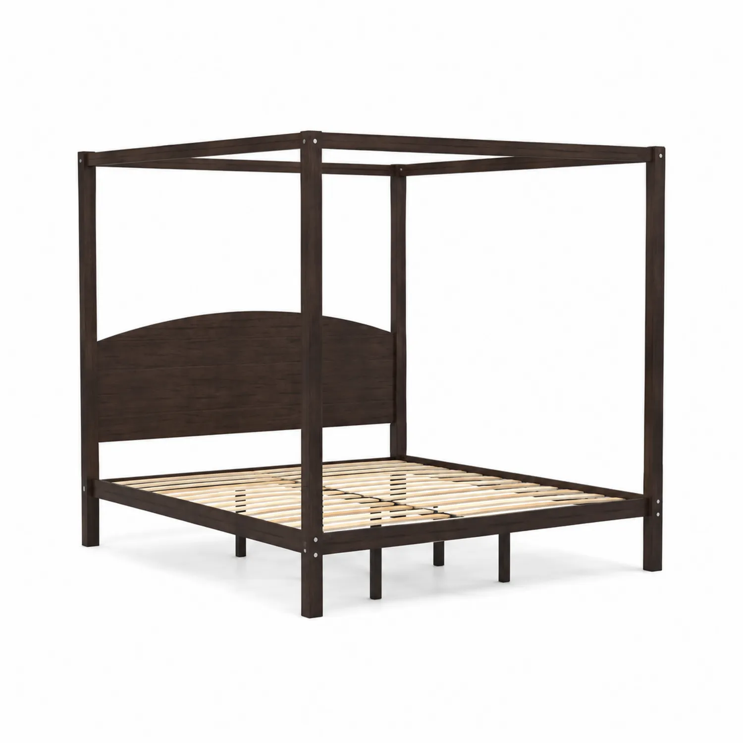 Cama Dosel de Madera Maciza Marrón 200x160 cm