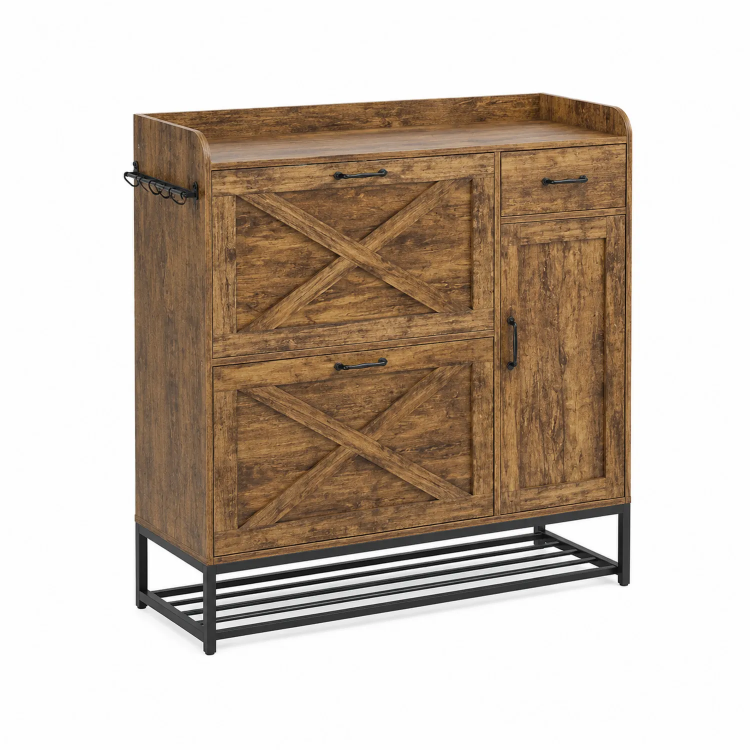 Zapatero de Madera y Metal Marrón 80x35x110 cm