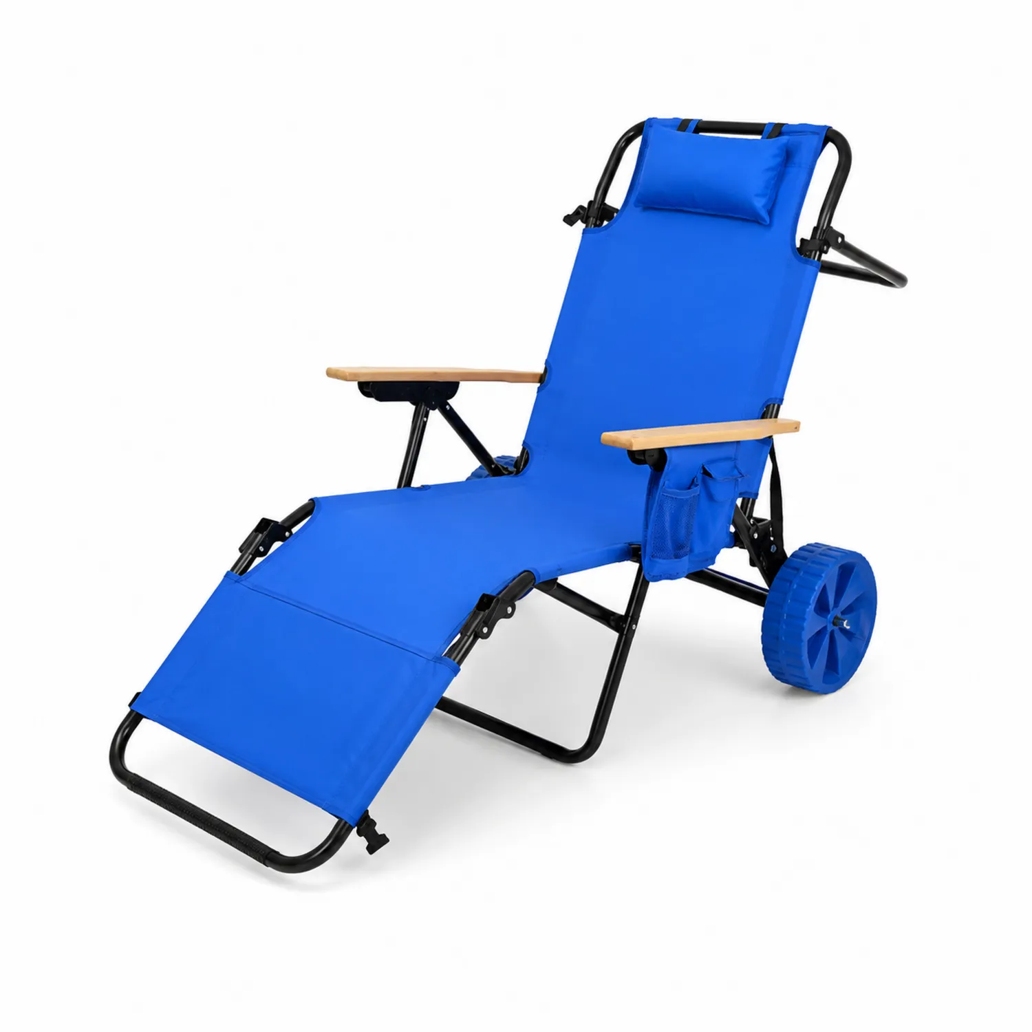 Silla de Playa Reclinable de Acero y Poliéster Azul