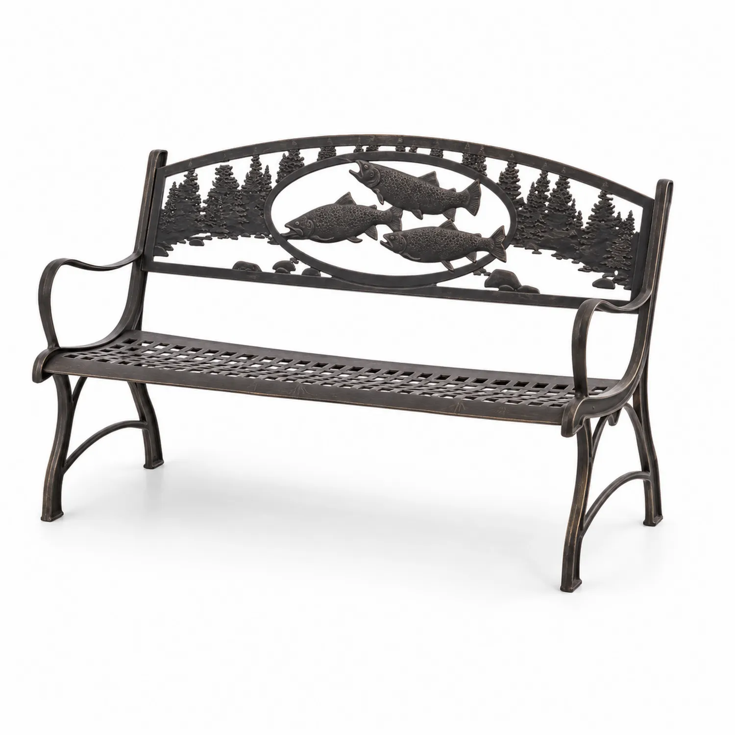 Banco de metal con diseño de peces 128 cm