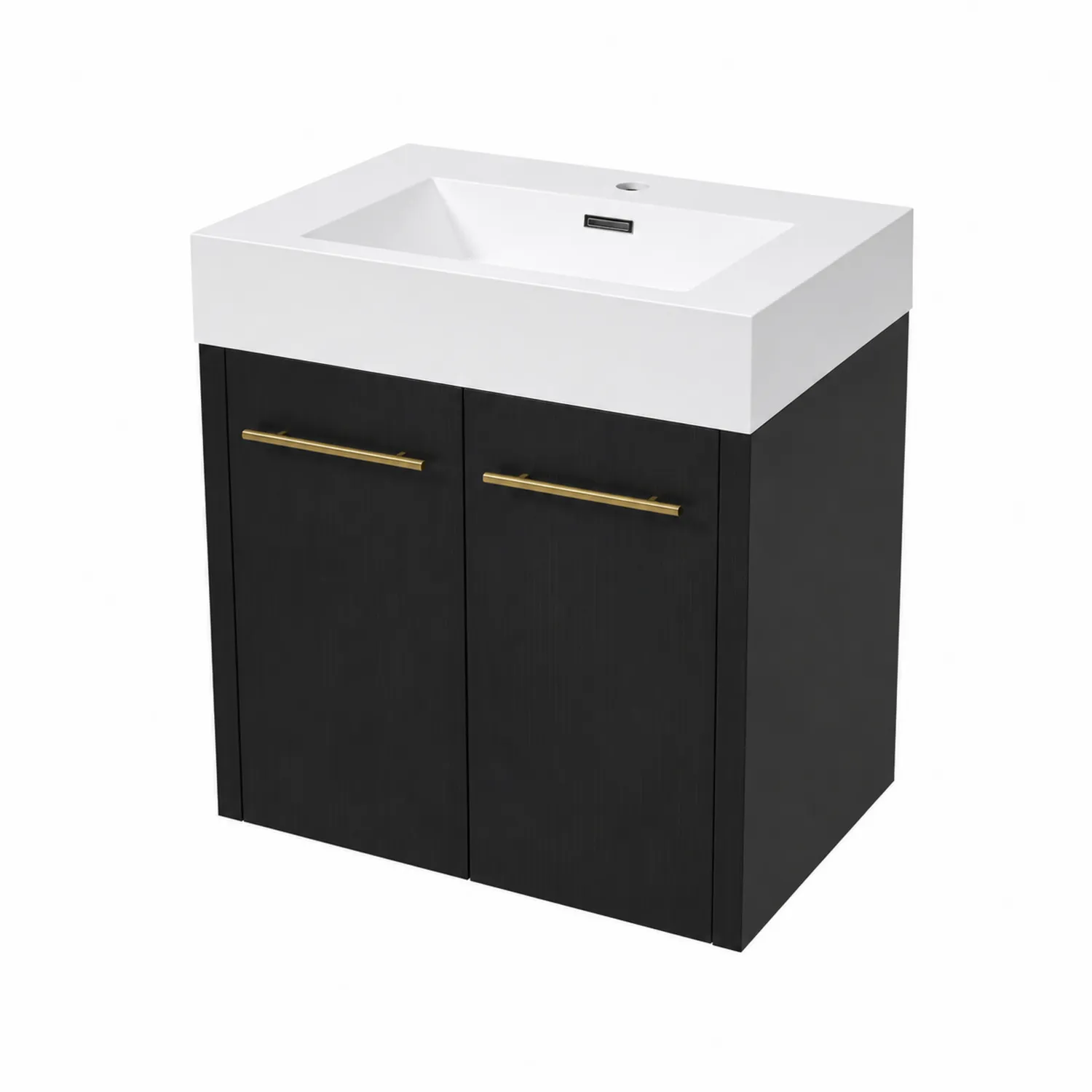 Mueble de MDF Negro con Lavabo de Cerámica Blanco 80x60x45cm