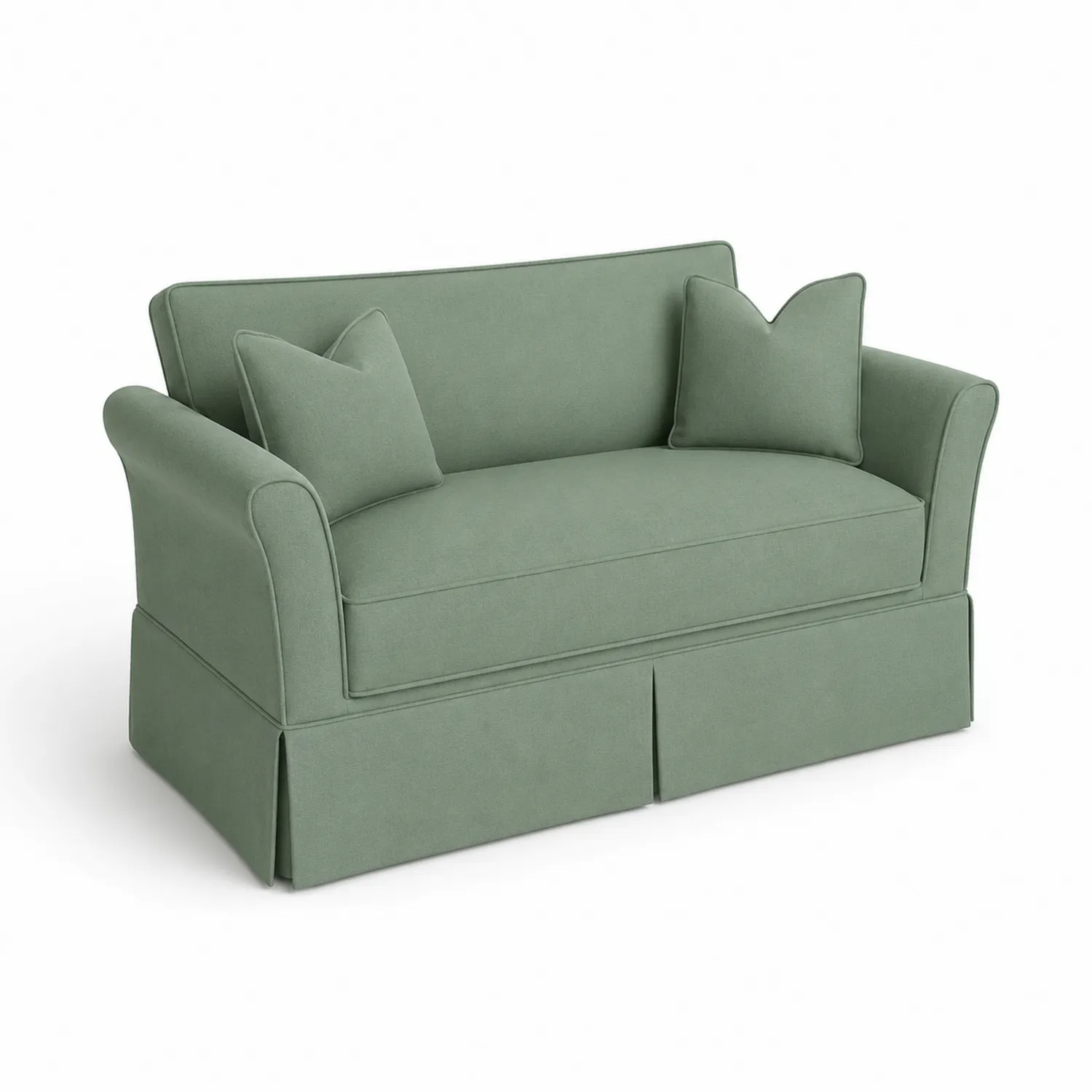 Sofá loveseat de dos plazas de tela verde claro