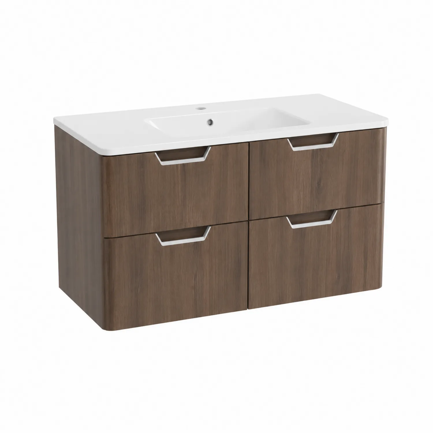 Mueble de baño colgante con lavabo cerámico 120x45x60 cm nogal