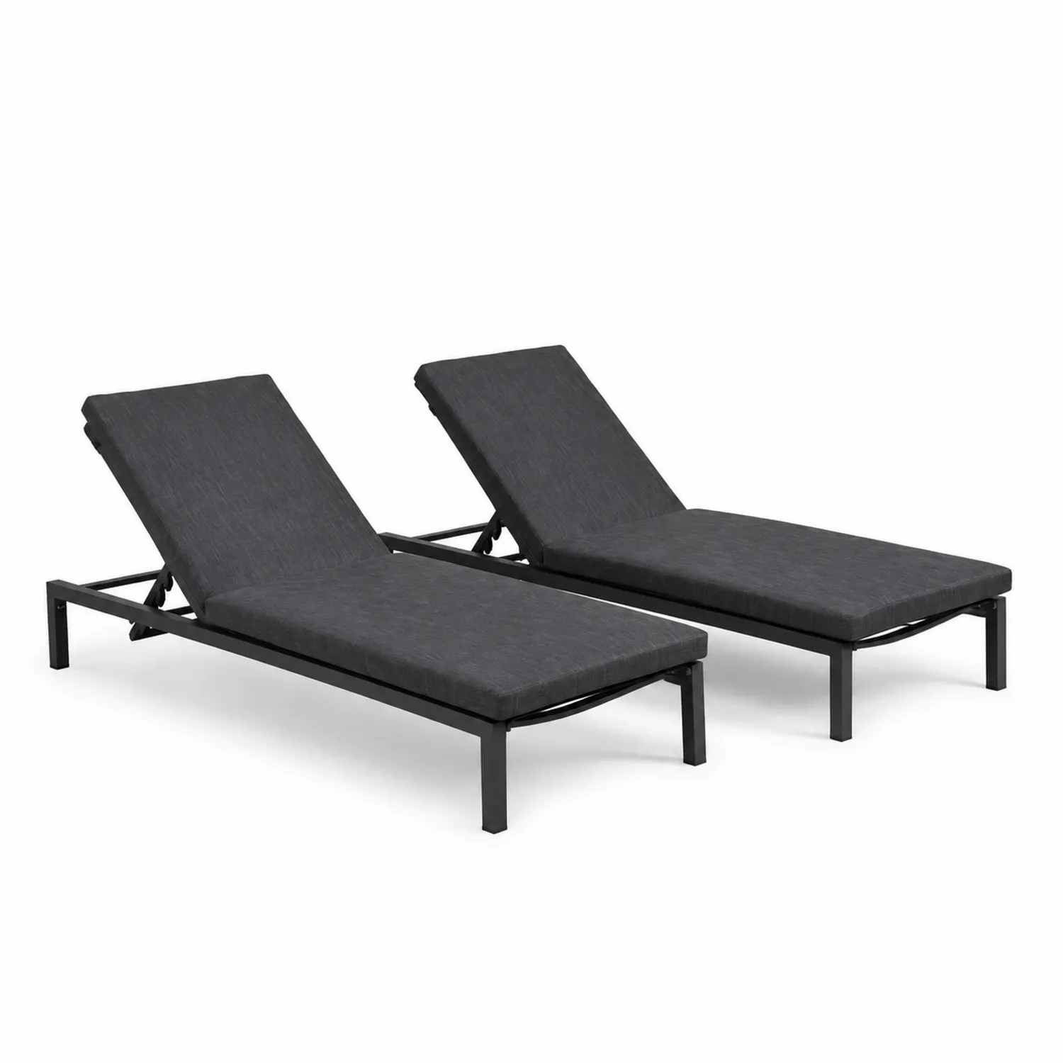 Set de 2 tumbonas de aluminio ajustables con cojín de poliéster