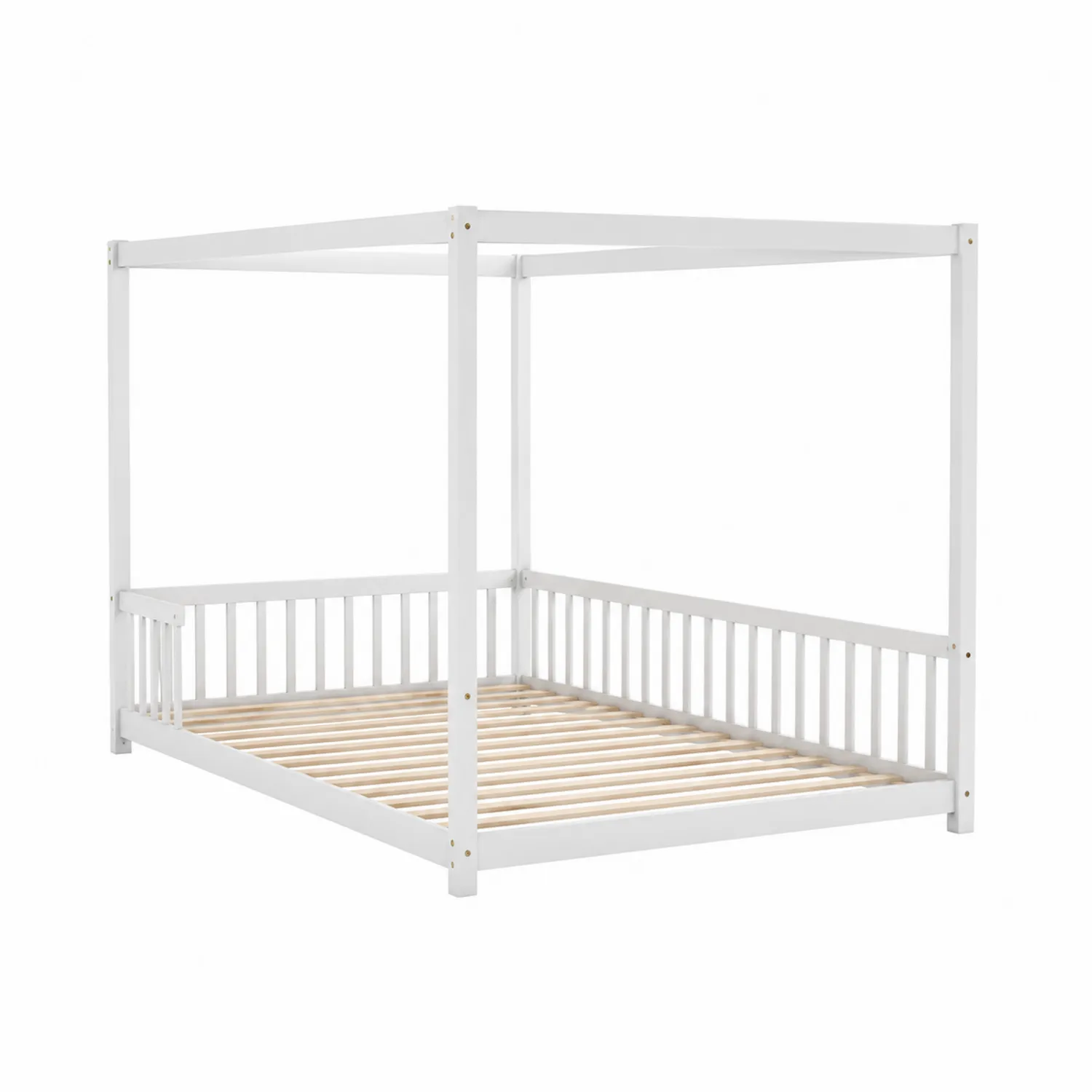 Cama de Dosel de Madera de Pino Blanca 200x100x160 cm