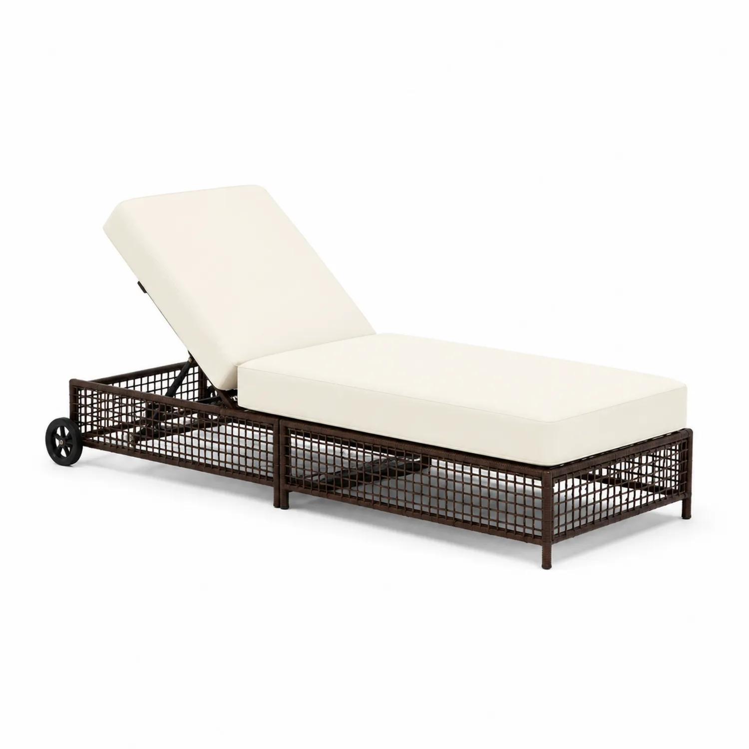 Tumbona de Rattan Sintético y Acero con Cojín Crema