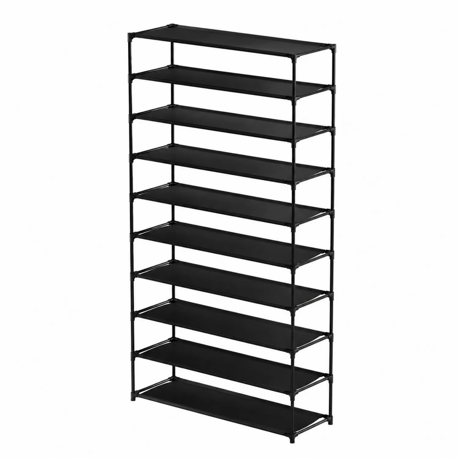 Estantería de metal y tela no tejida negra de 10 niveles 50x25x160 cm